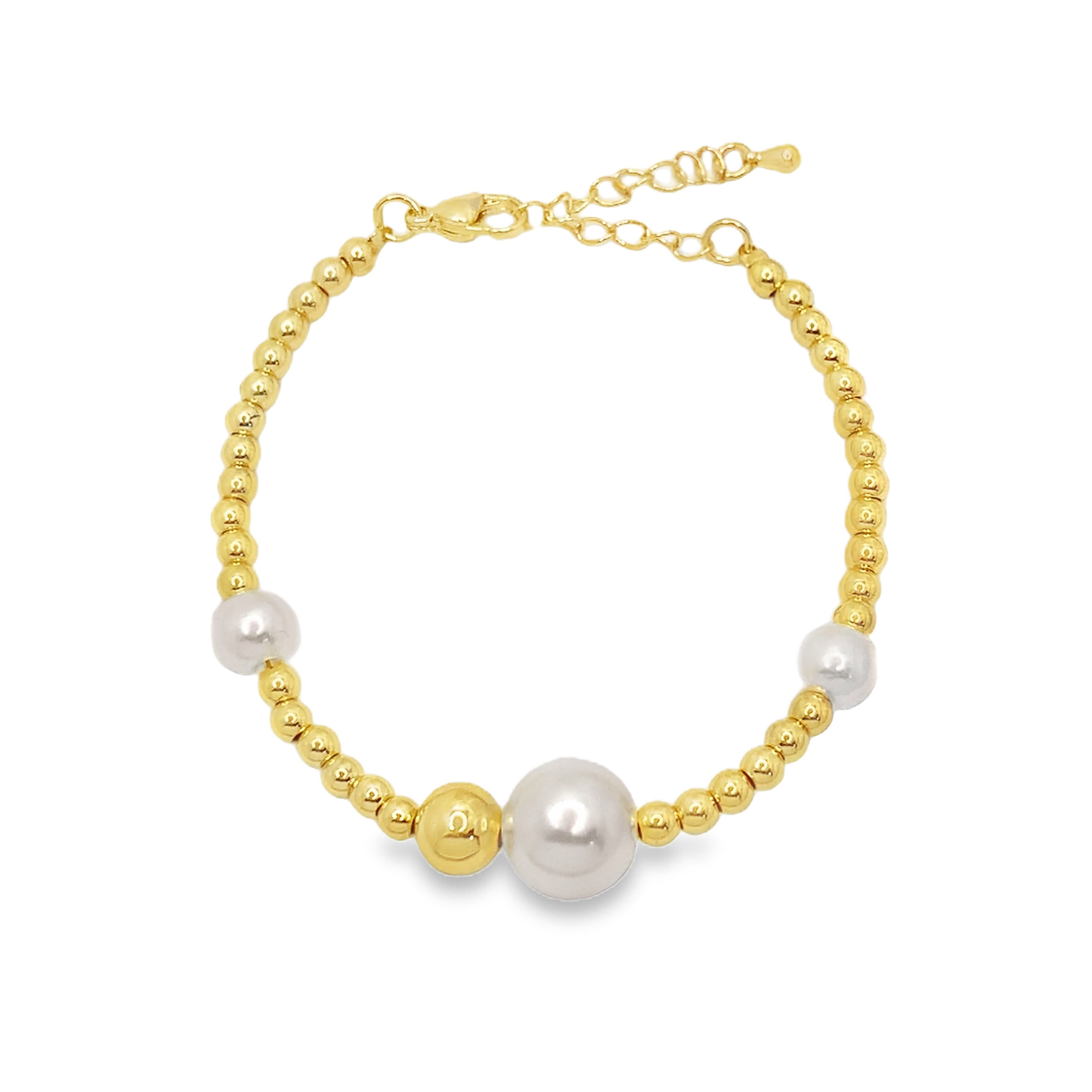 Bransoletka z koralików z metalu z akcentami z pereł