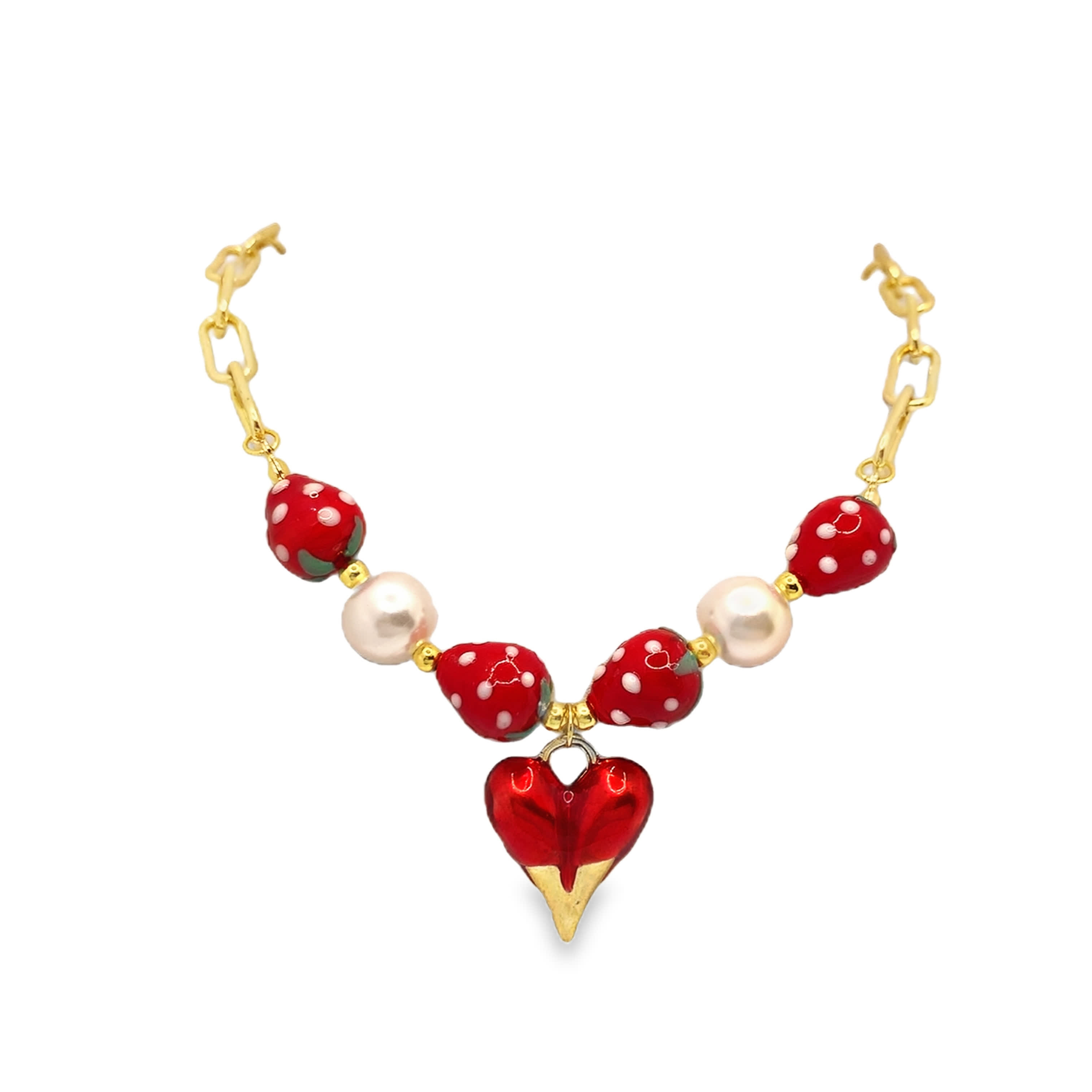 Naszyjnik z koralików z metalu z okrągłymi perłami