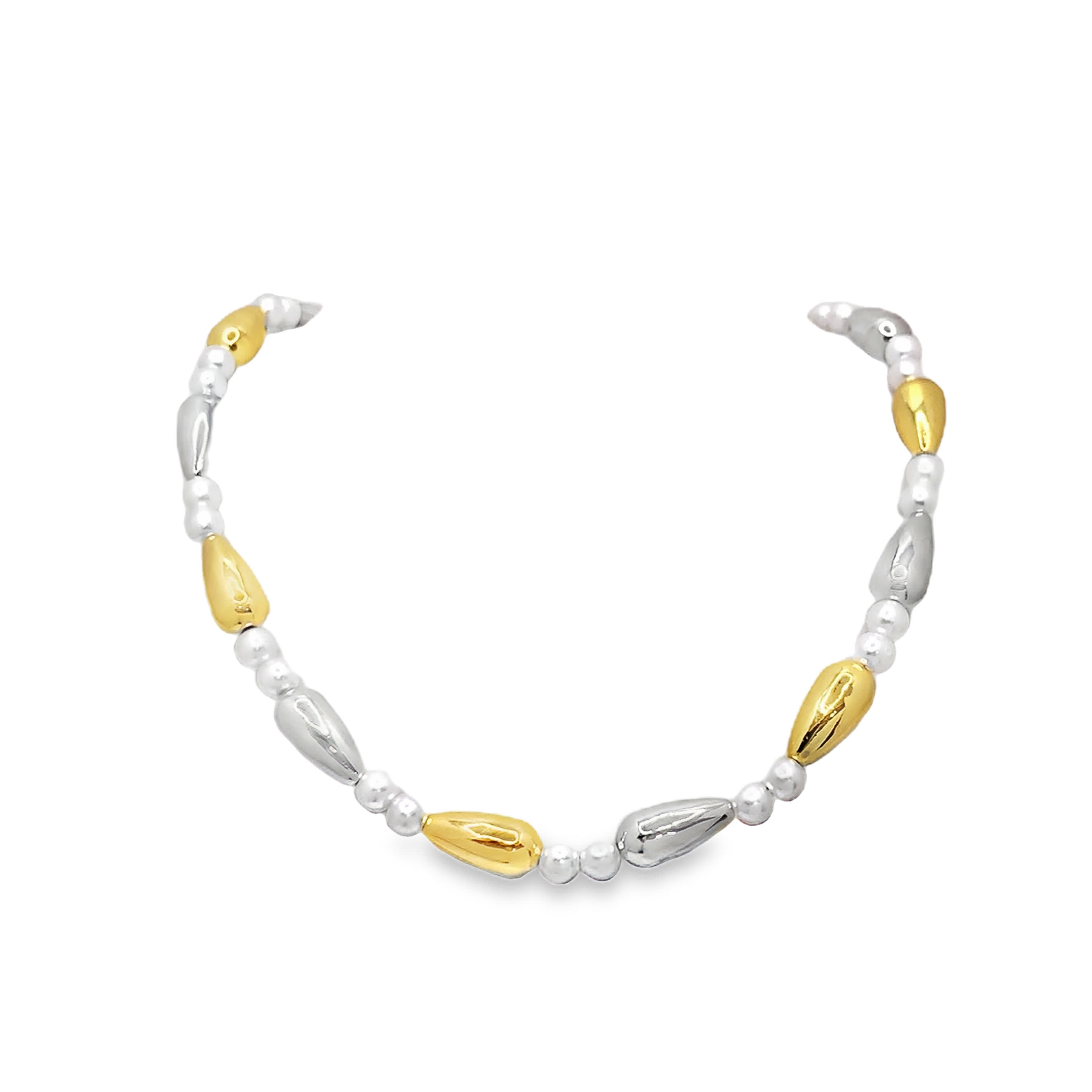 Naszyjnik z koralików z pereł i metalu