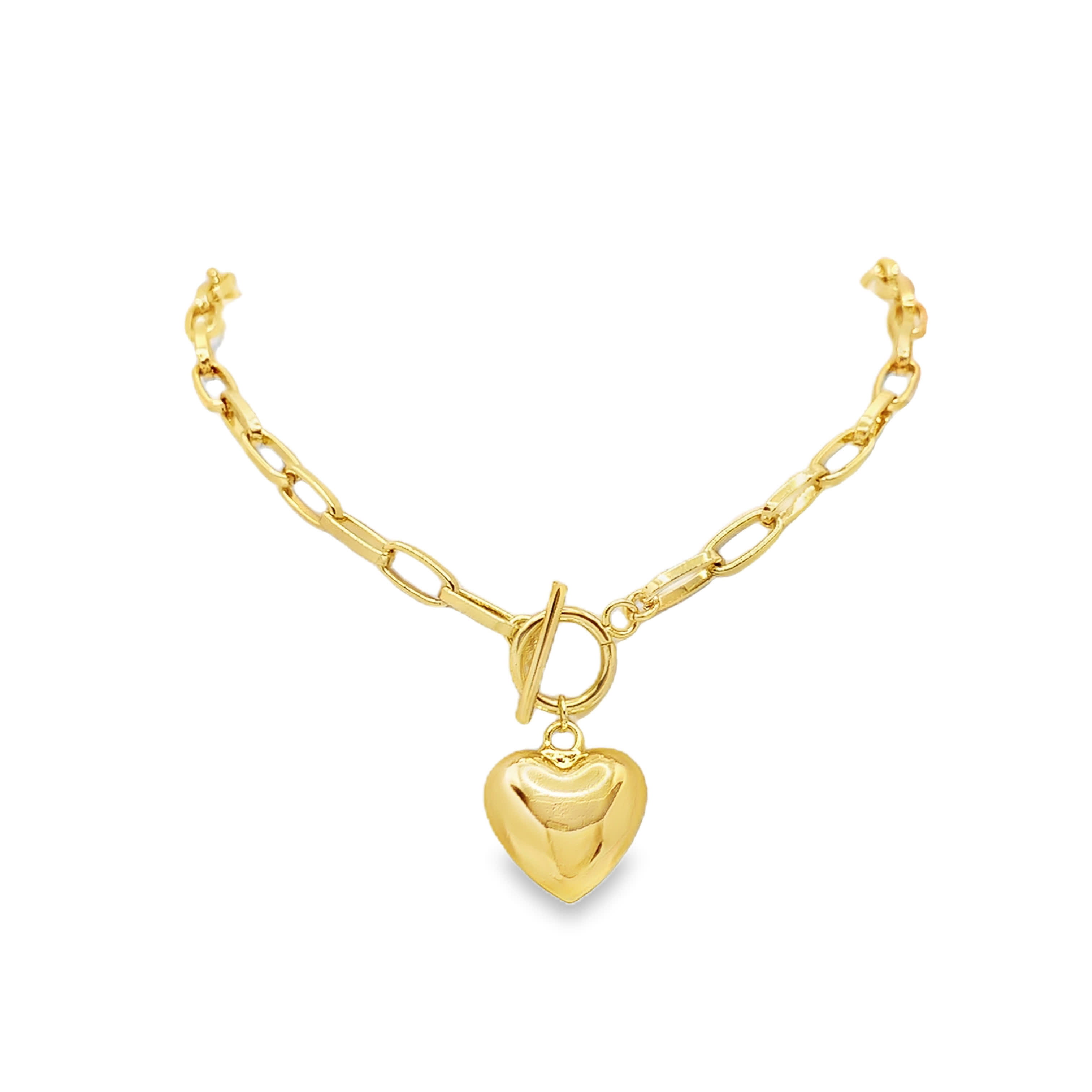 Łańcuszkowy naszyjnik z zawieszką serce z metalu