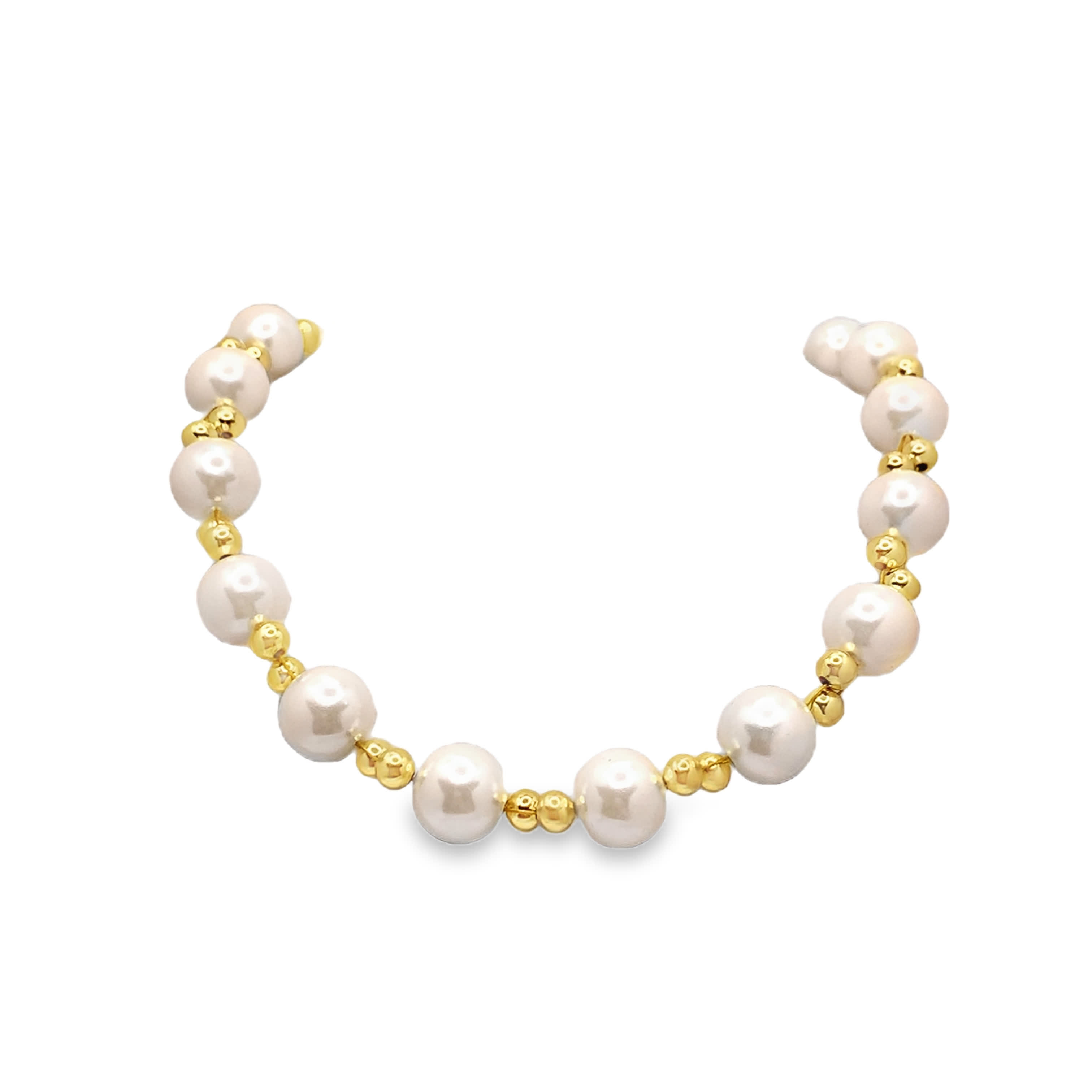 Elegancka bransoletka z koralików z metalu i pereł