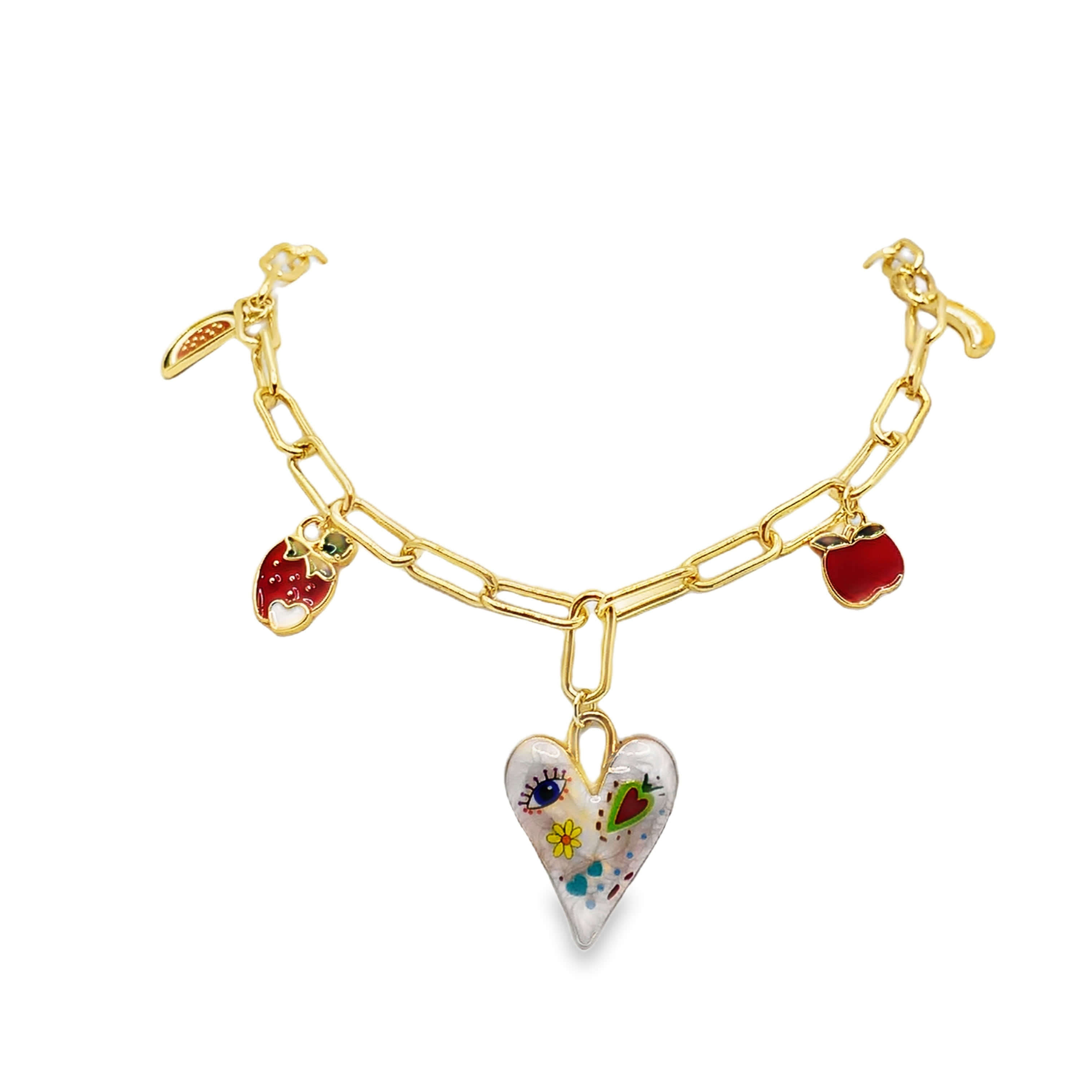 Uroczy naszyjnik z zawieszkami z metalu z dekoracyjnym sercem