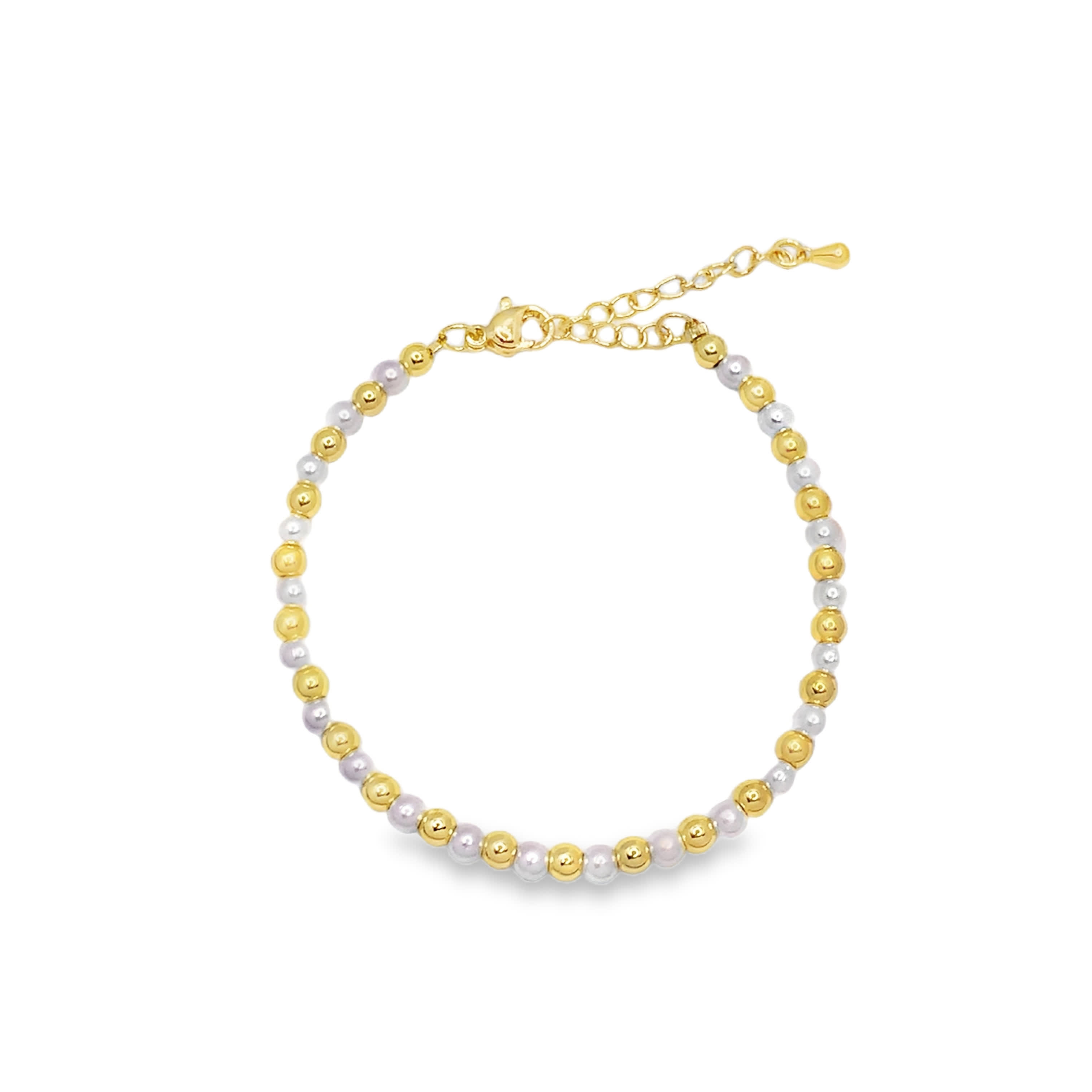 Bransoletka z koralików z metalu z perłami kaboszonowymi