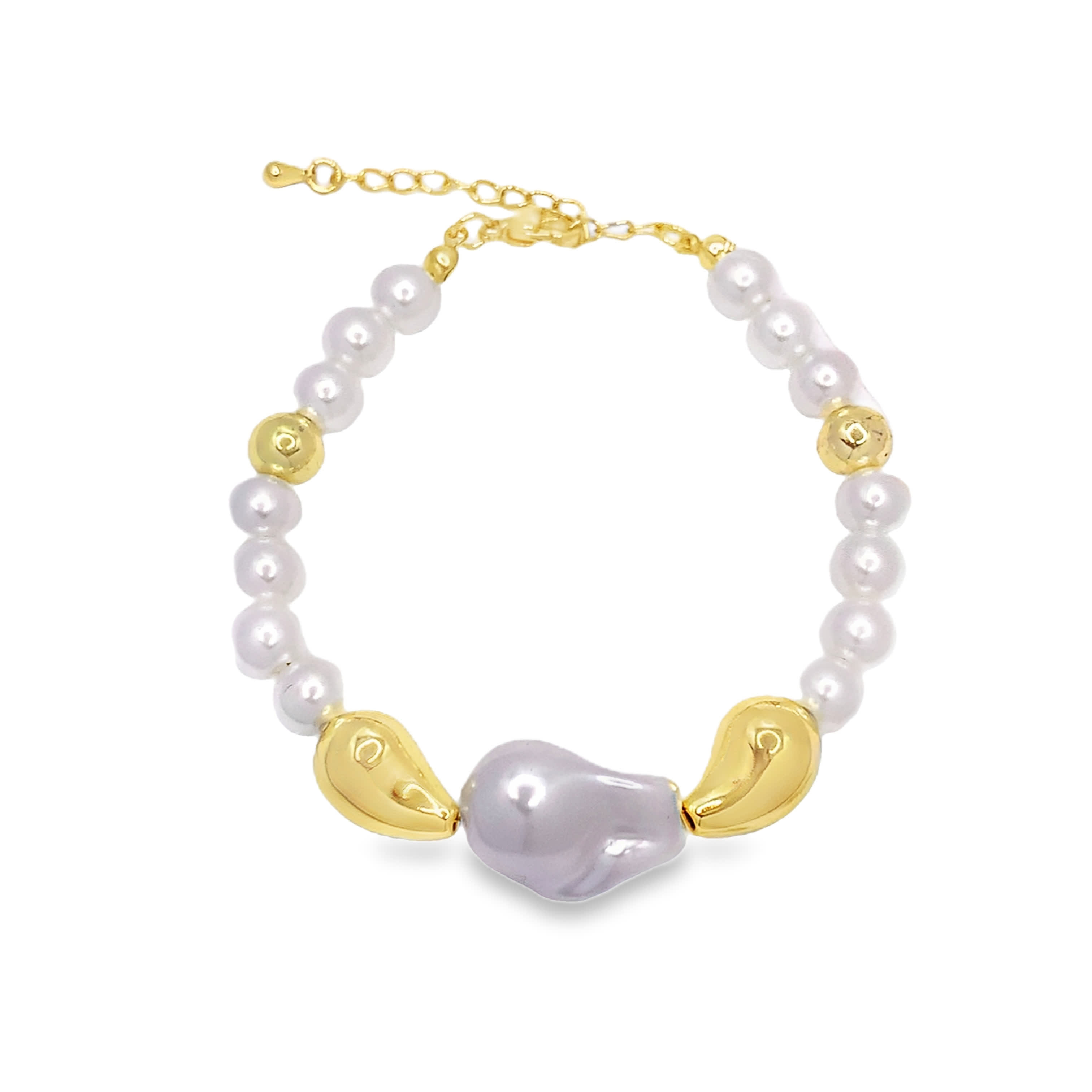 Bransoletka z koralików z metalu z perłami hodowlanymi