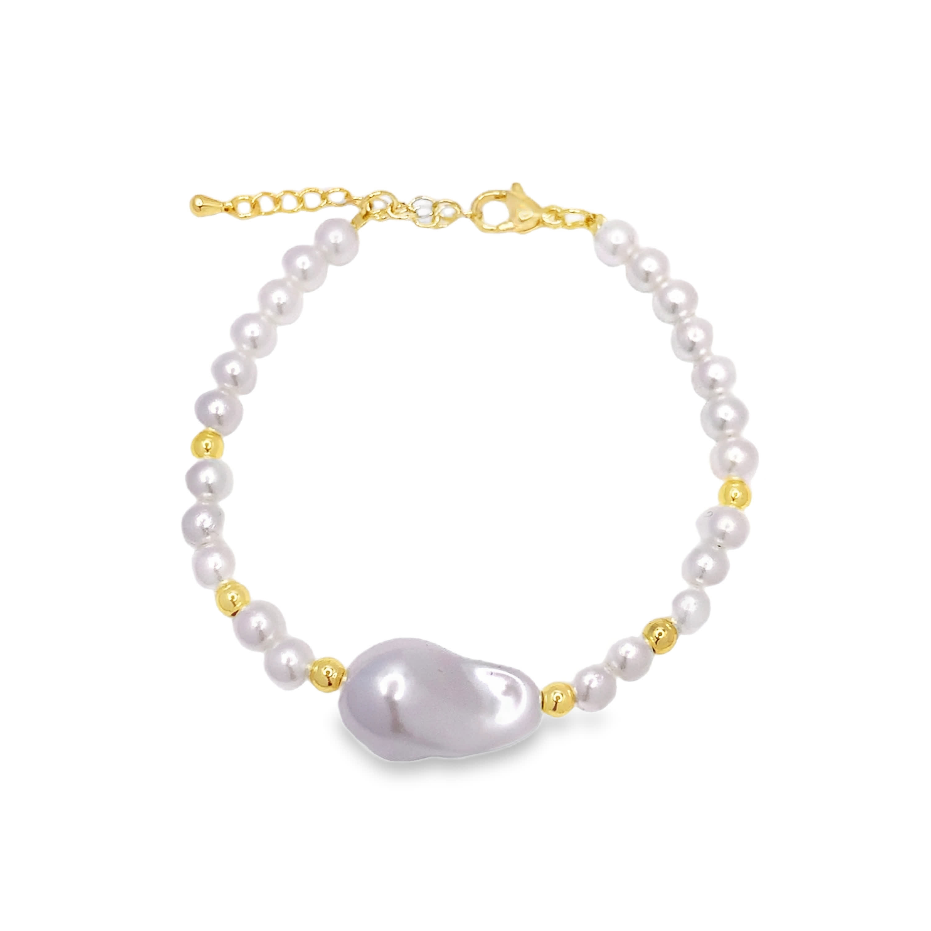 Bransoletka z koralików z metalu z perłą kaboszonową