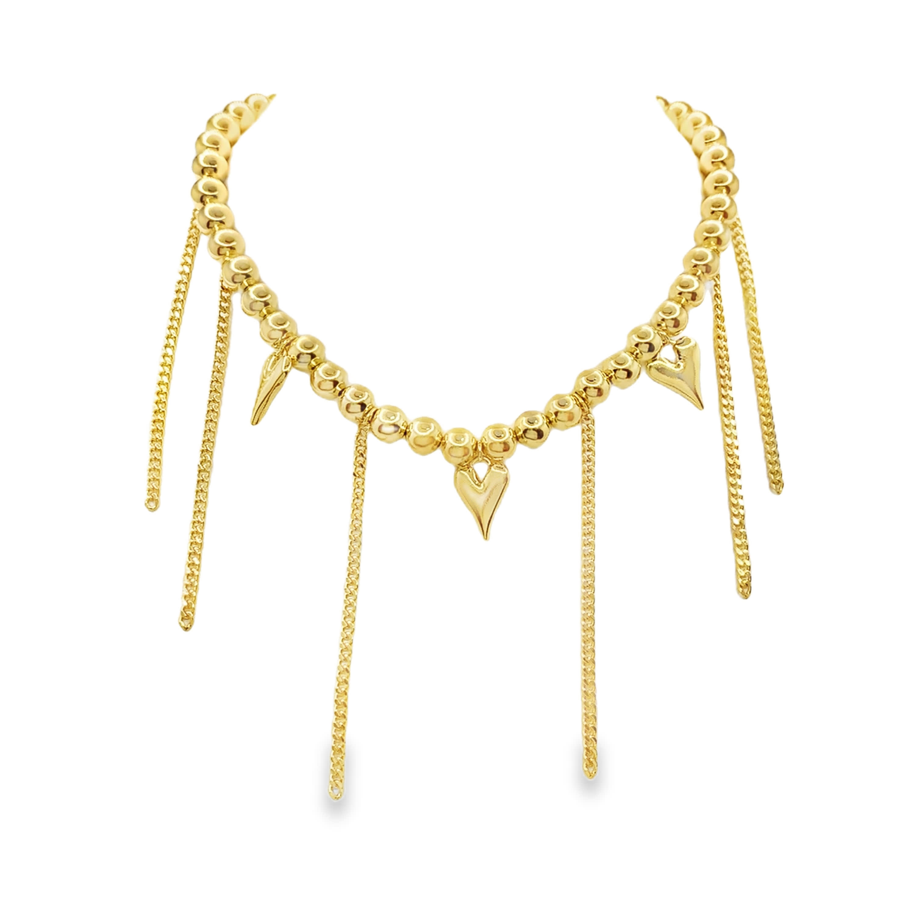 Naszyjnik z koralików z metalu z łańcuszkiem