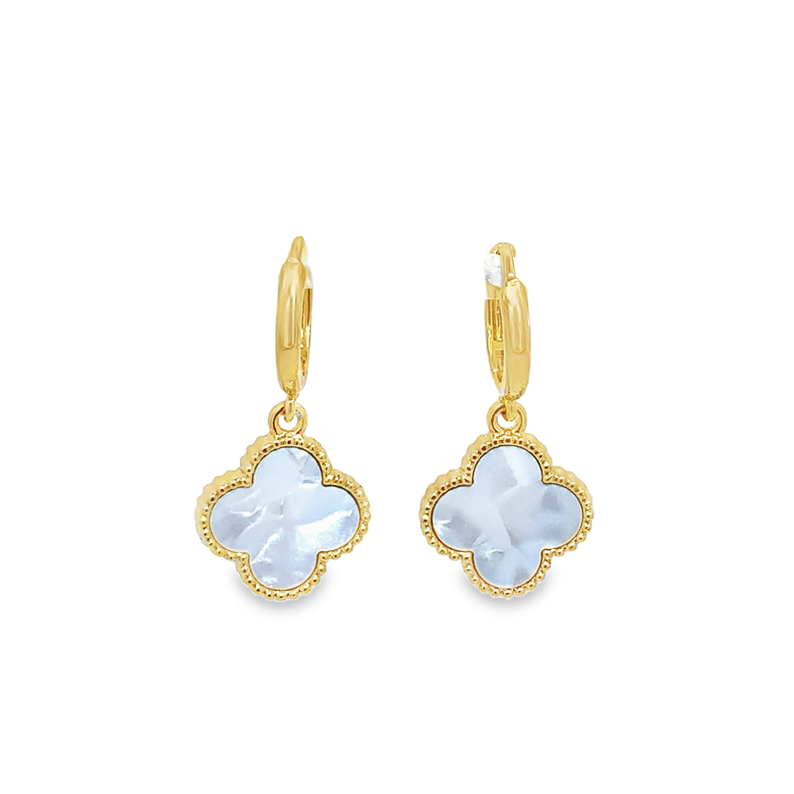 Yellow Gold Clover Dangle Earrings