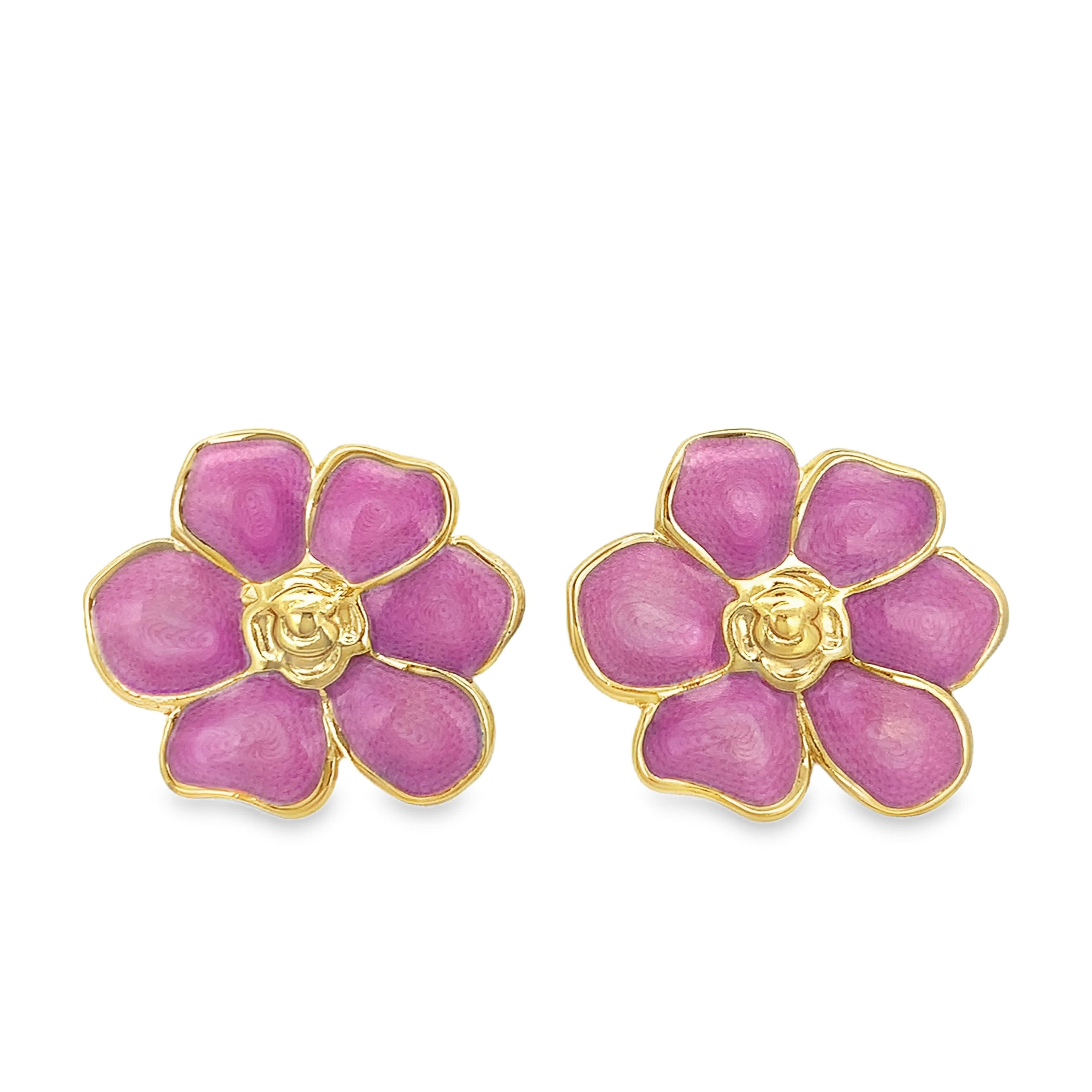 Contemporary 14K Yellow Gold Floral Openwork Stud Earrings