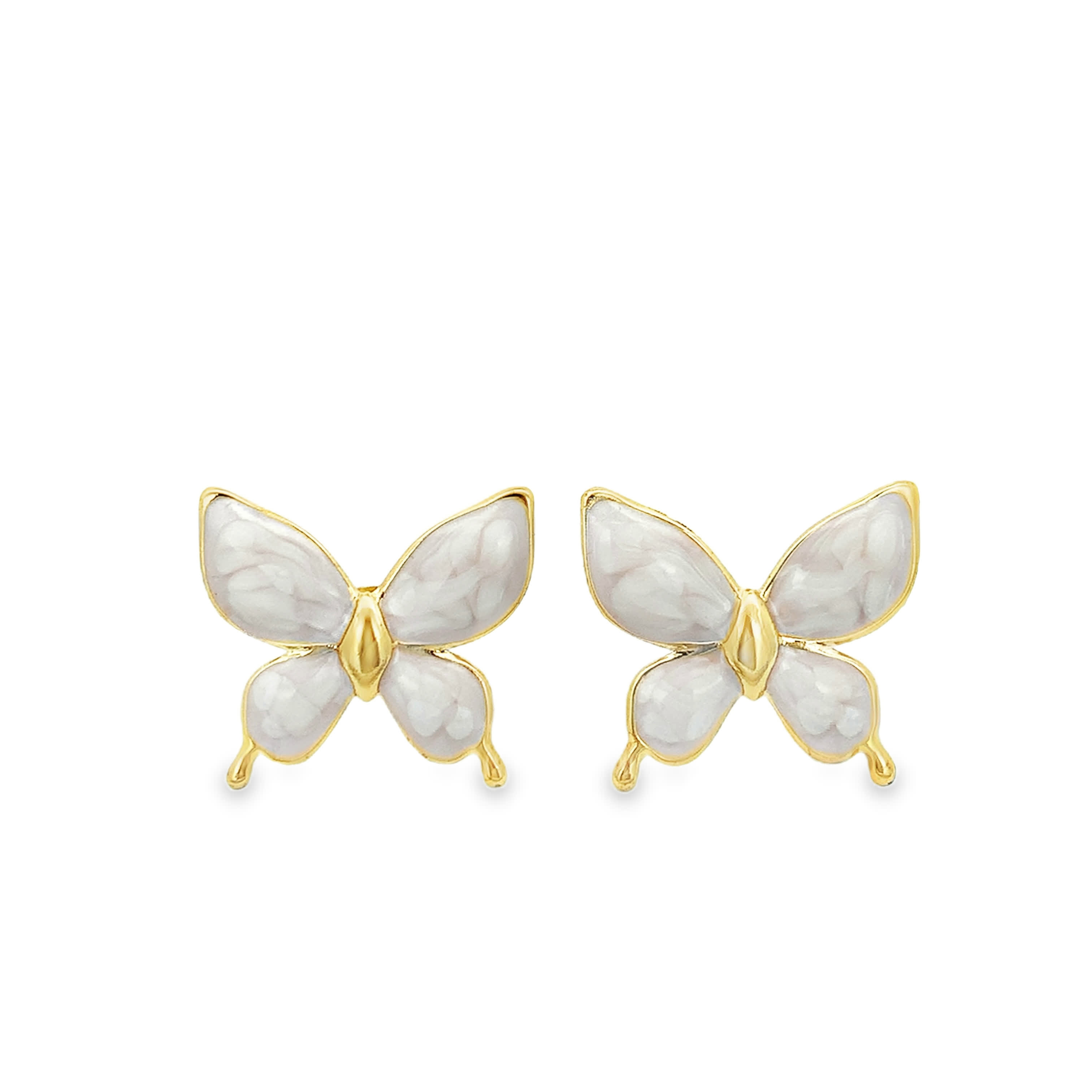 Organic Baroque Quartz Cabochon Yellow Gold Stud Earrings
