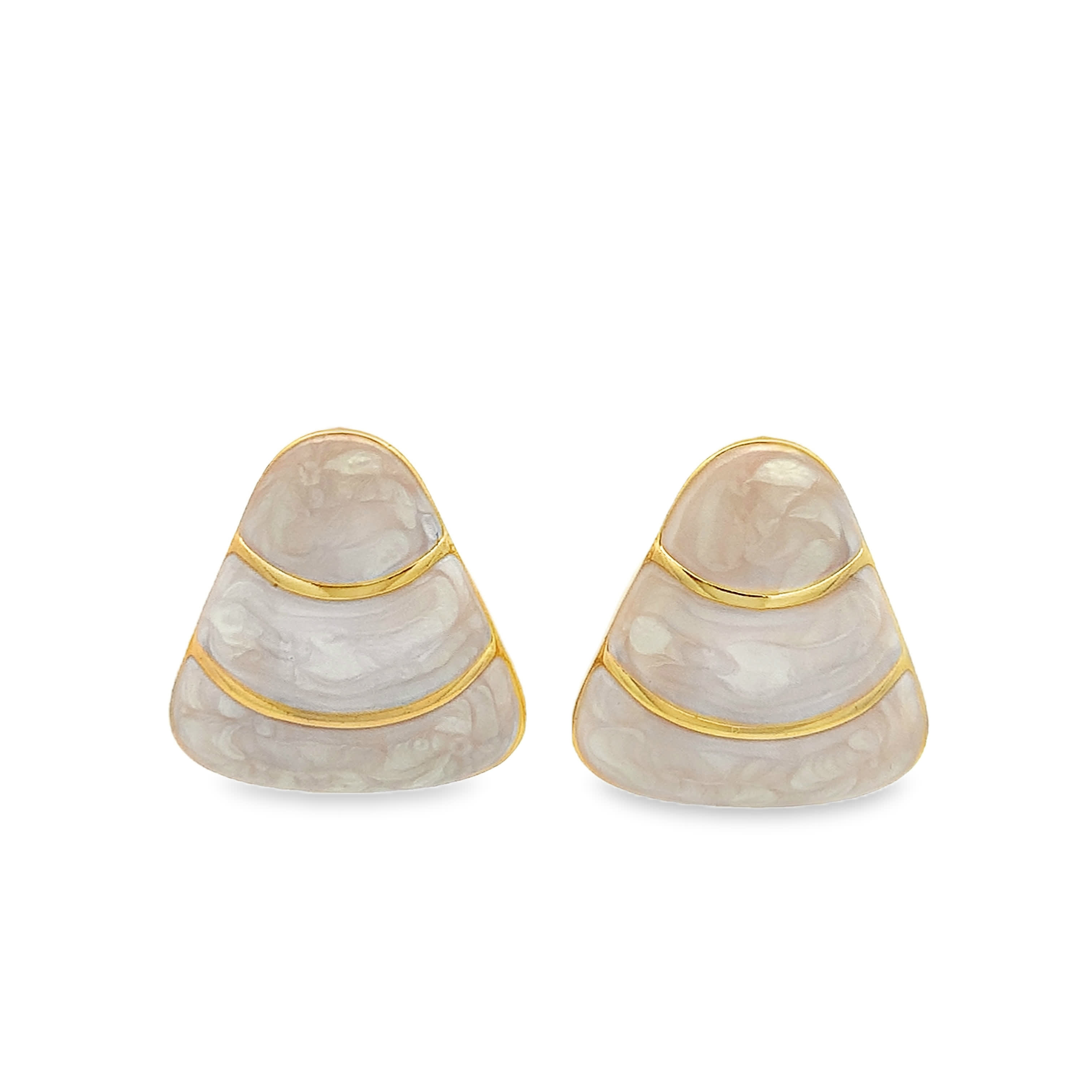 Klasyczne pozłacane kolczyki sztyfty z dymnym kamieniem kaboszon