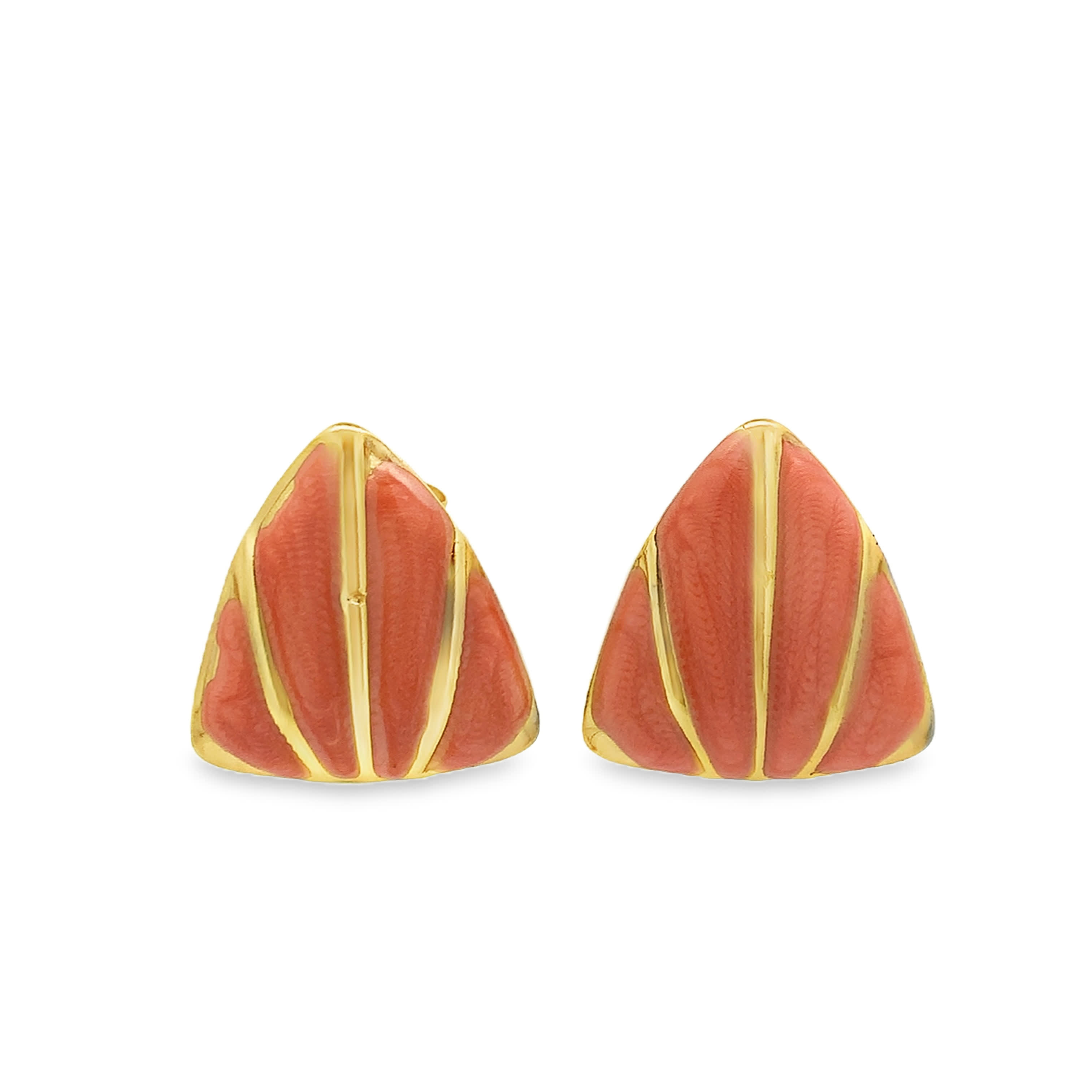 Pozłacane klipsy z pomarańczowym kamieniem w kształcie gruszki, w stylu vintage