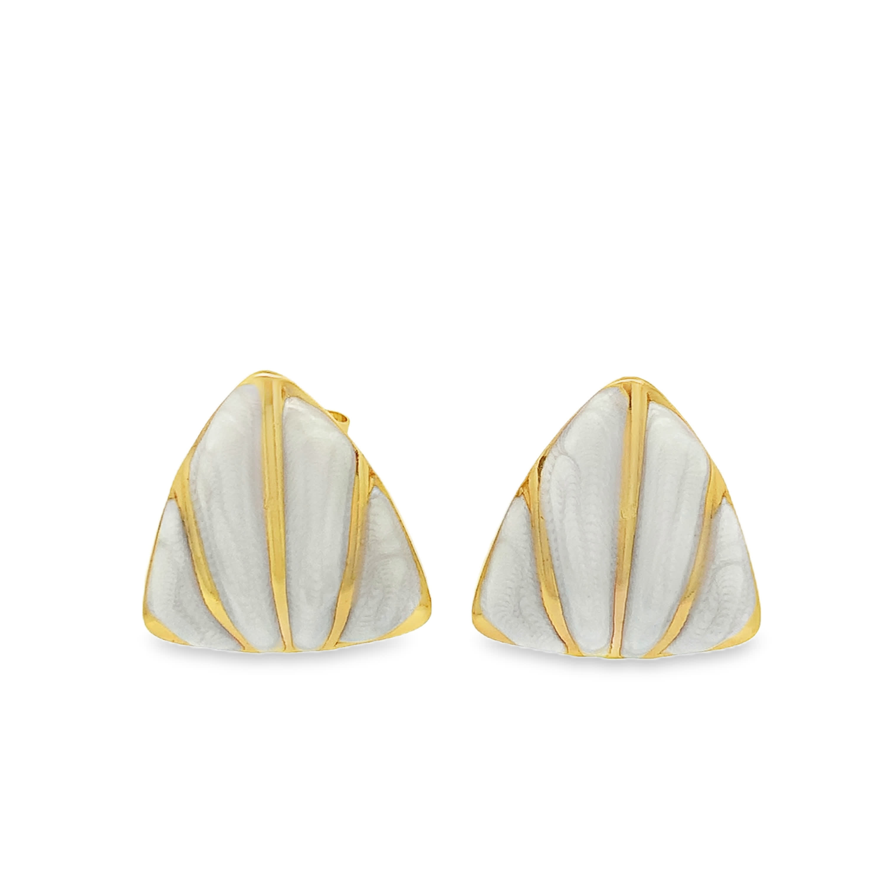 Pozłacane klipsy z trójkątnym dymnym kamieniem