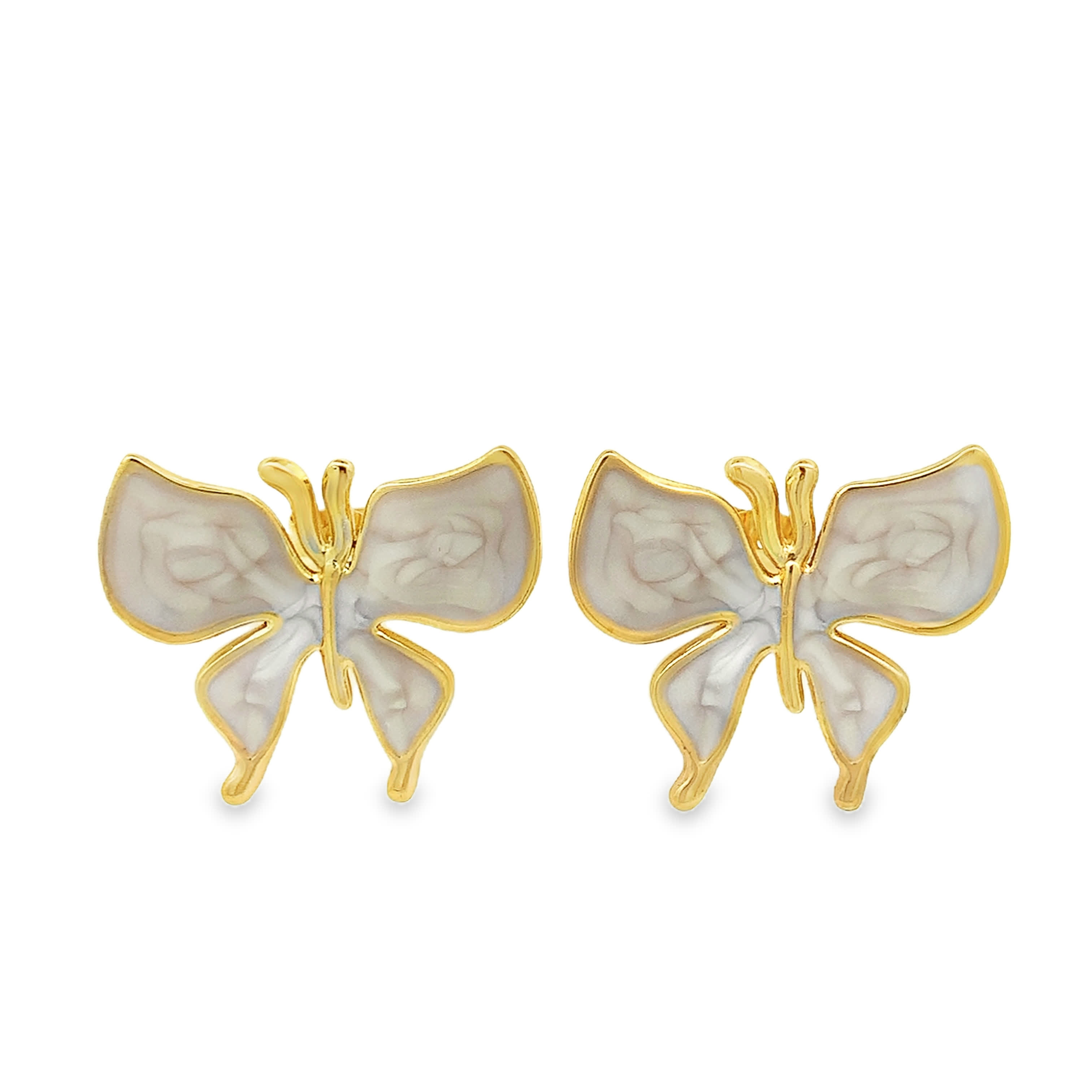 Natural Hand-Carved Baroque Agate Stud Earrings in Yellow Gold