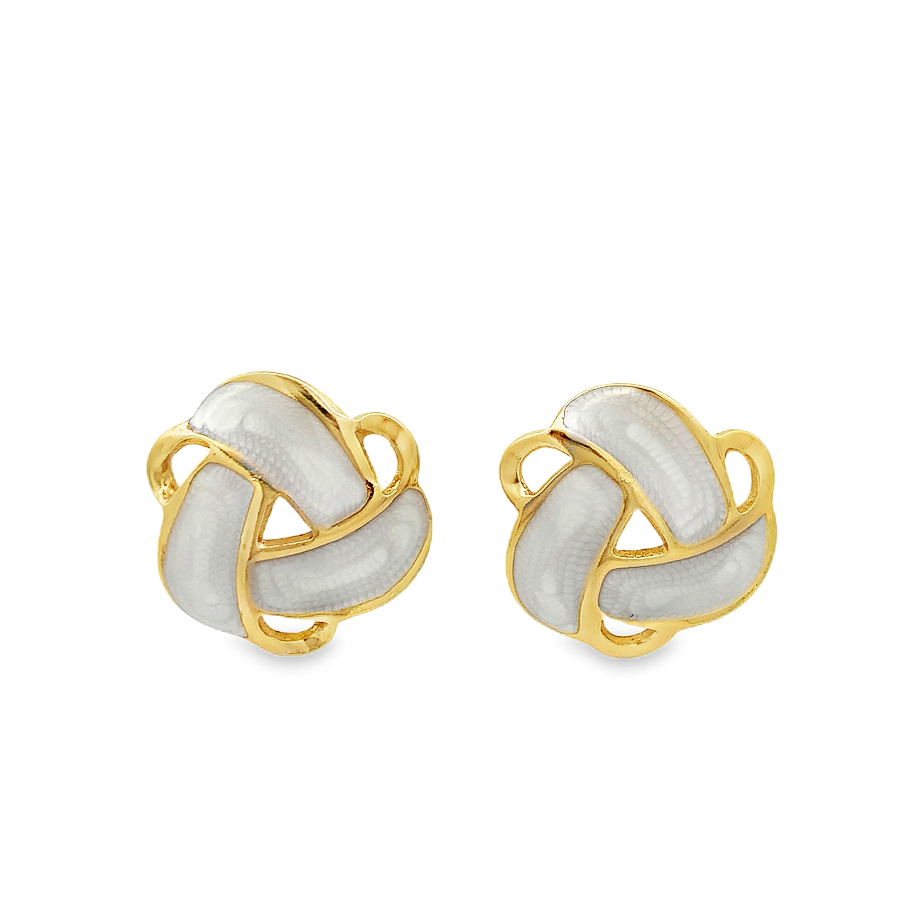 Polished Yellow Gold Four-Petal Floral Stud Earrings