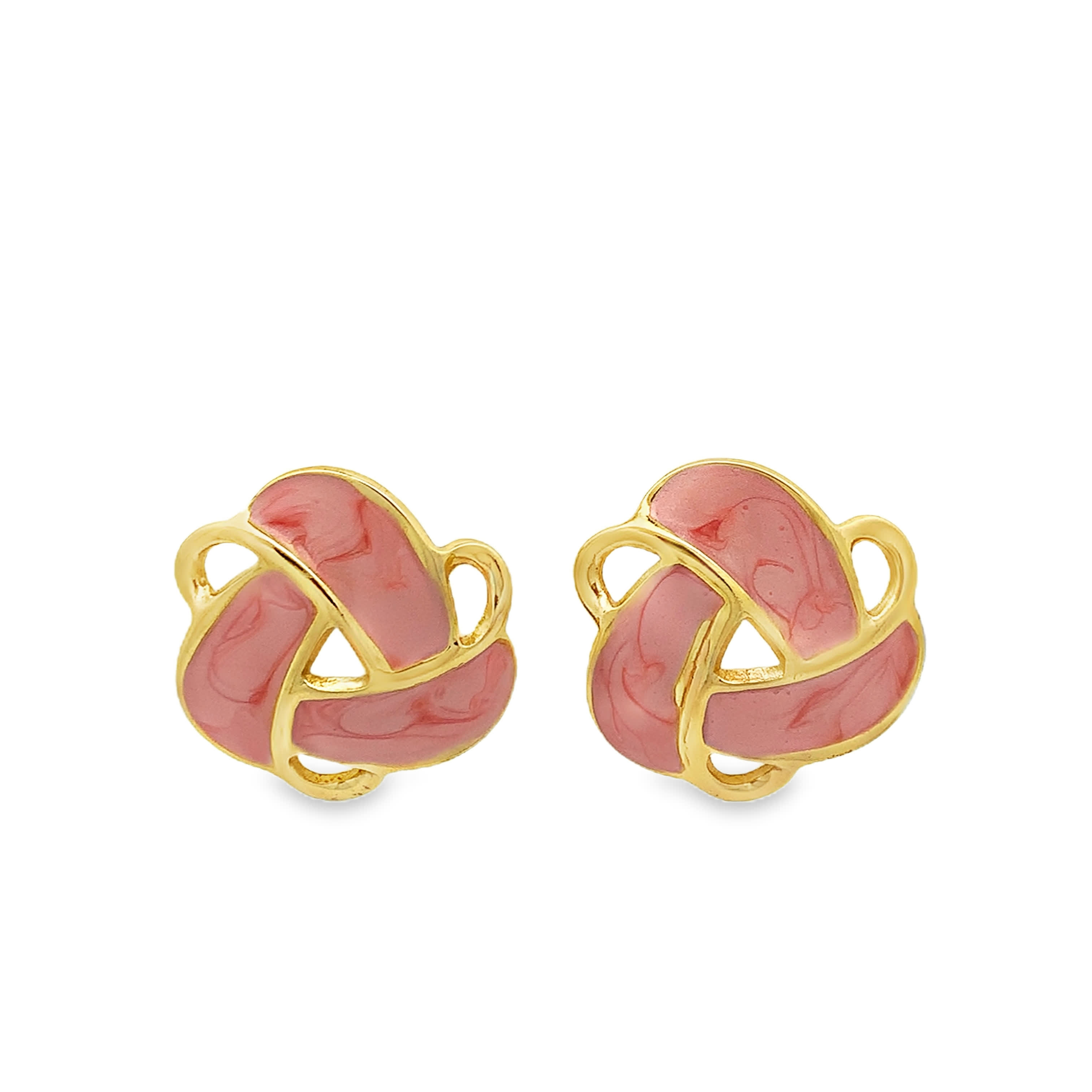 Contemporary Textured Circular Stud Earrings in Polished Yellow Gold