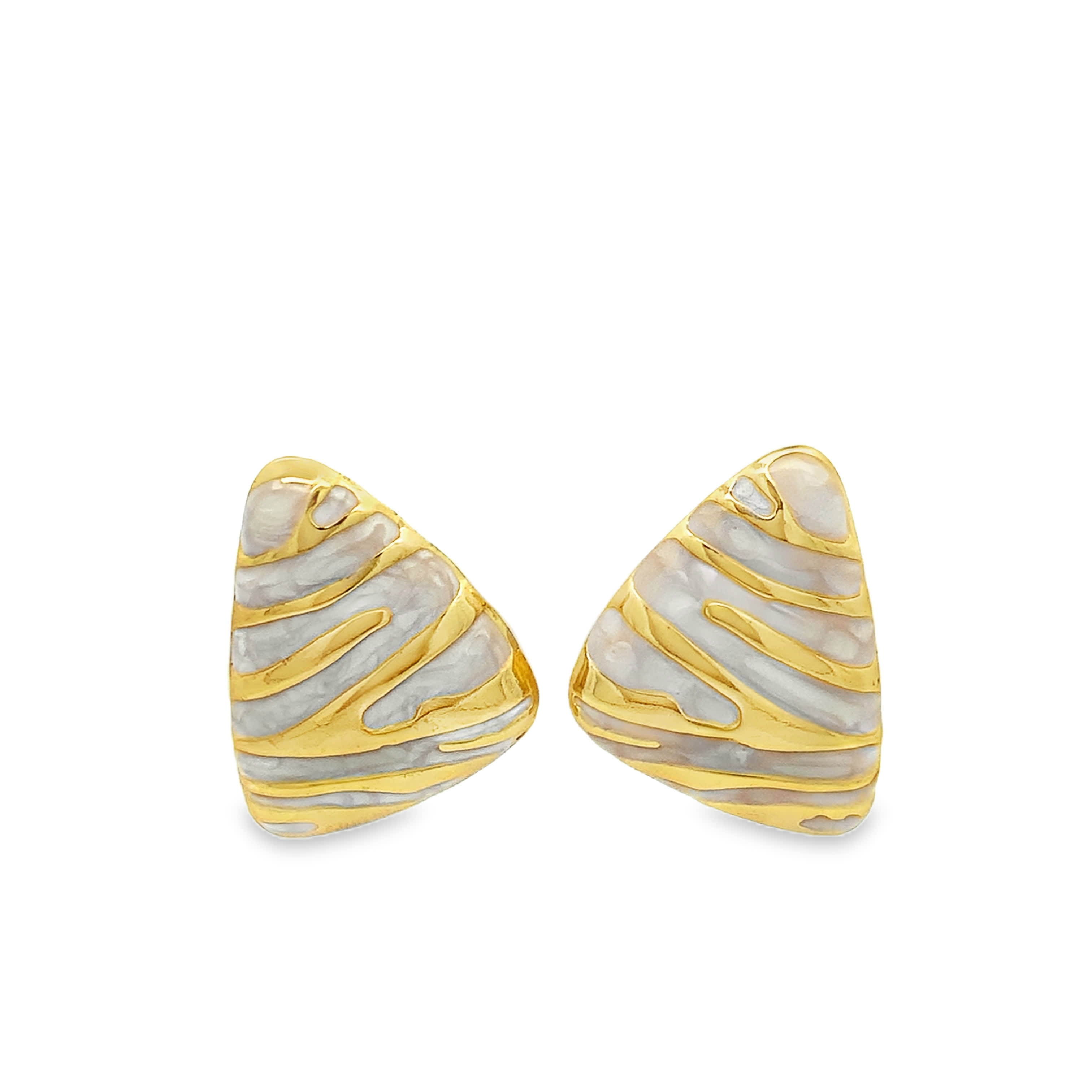 Floral Motif Openwork Stud Earrings in Yellow Gold