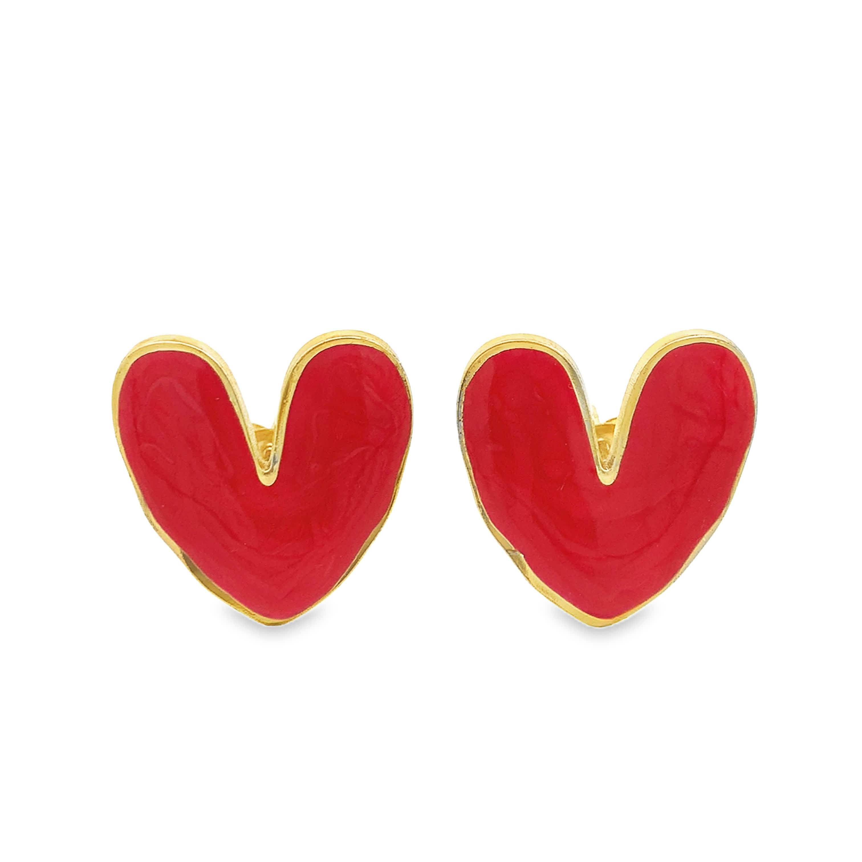 Intricate Yellow Gold Floral Heart-Petal Stud Earrings