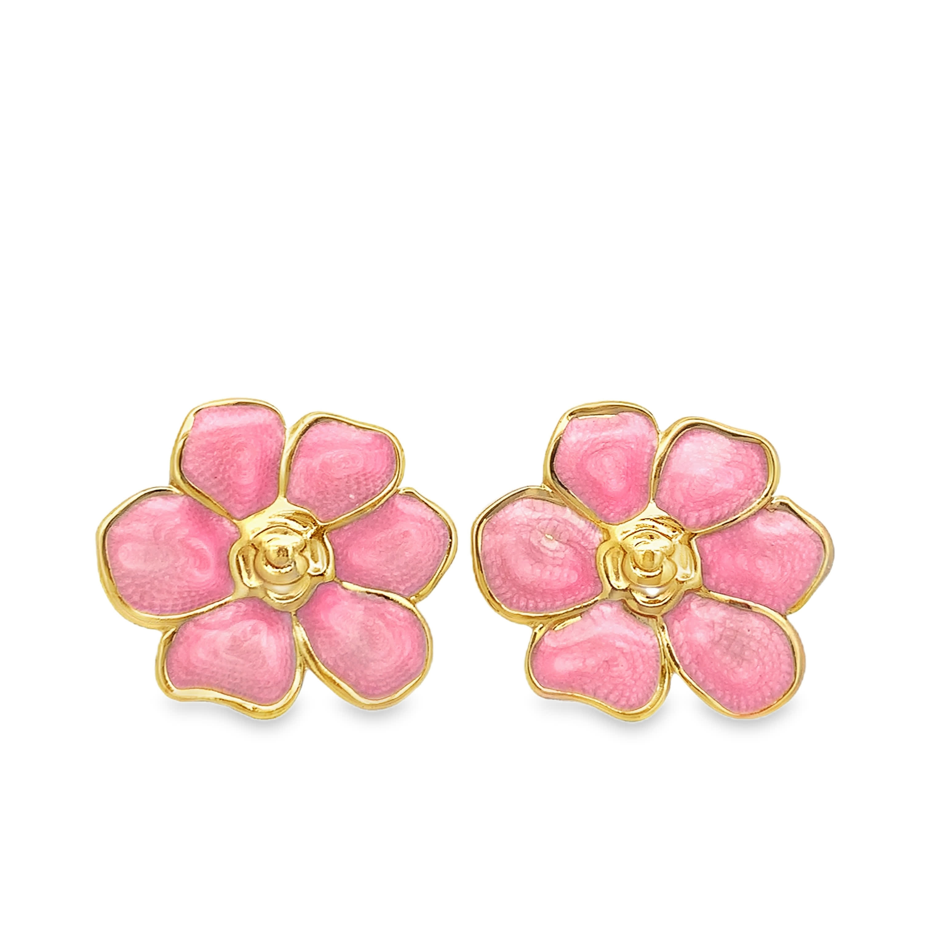 Artisan Crafted Geometric Openwork Stud Earrings in Yellow Gold