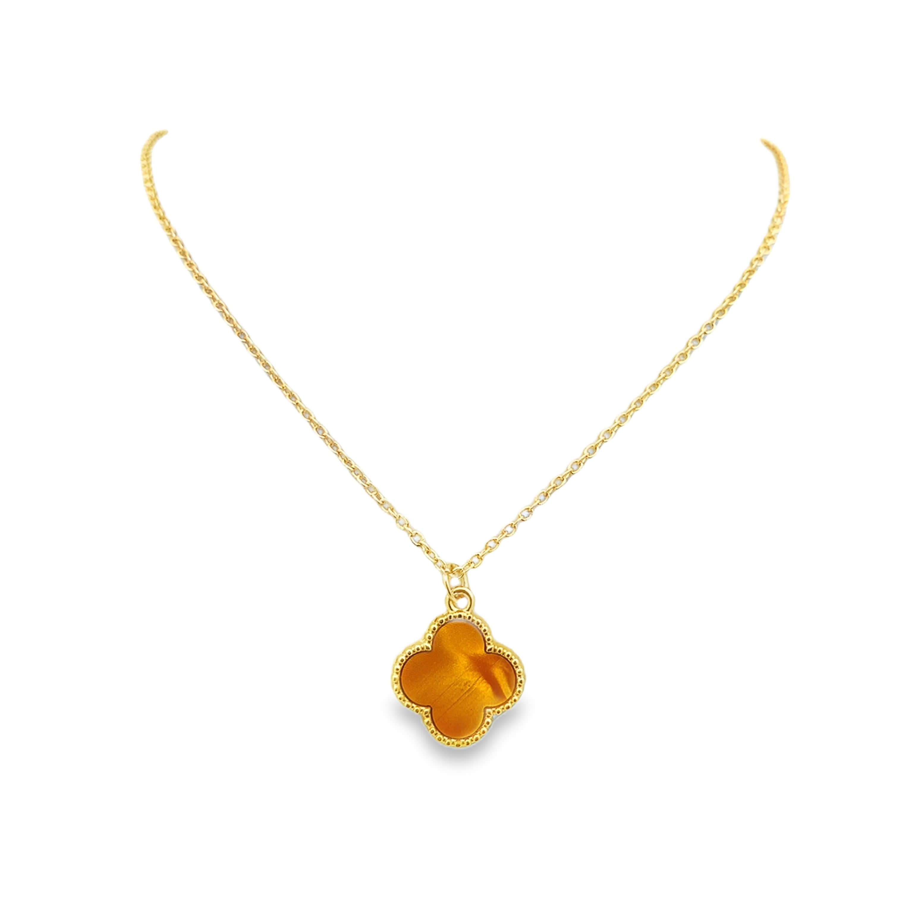 Natural Yellow-Orange Baroque Agate Cabochon Pendant in Yellow Gold