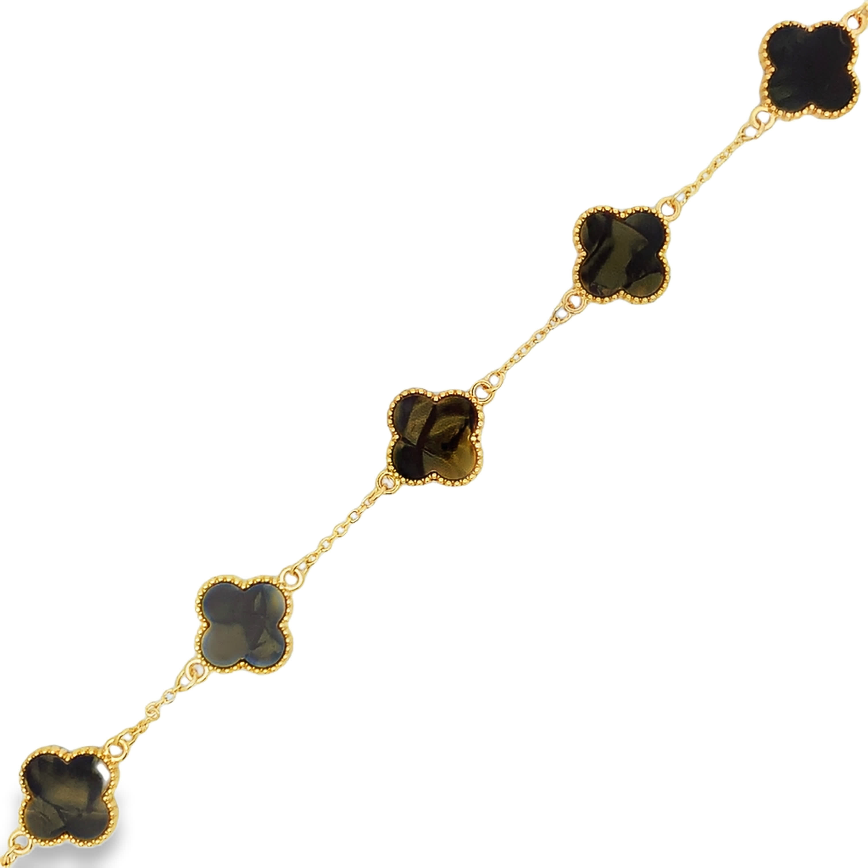 Celestial Yellow Gold Chain Bracelet featuring Star Shaped Onyx Cabochon