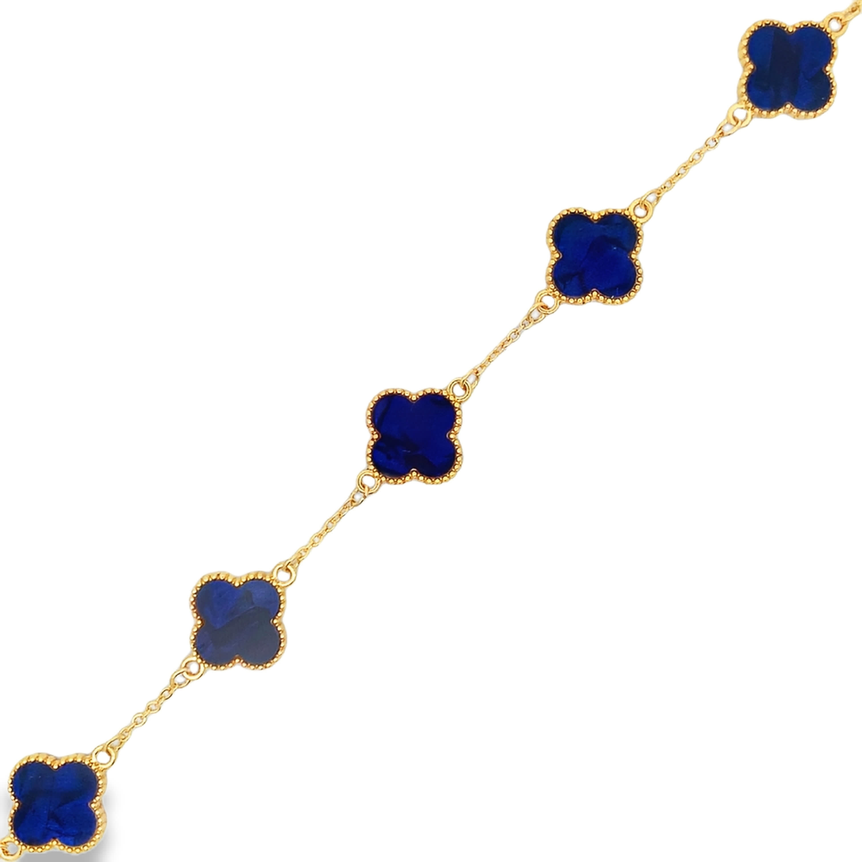 Star-Carved Lapis Lazuli Yellow Gold Chain Bracelet