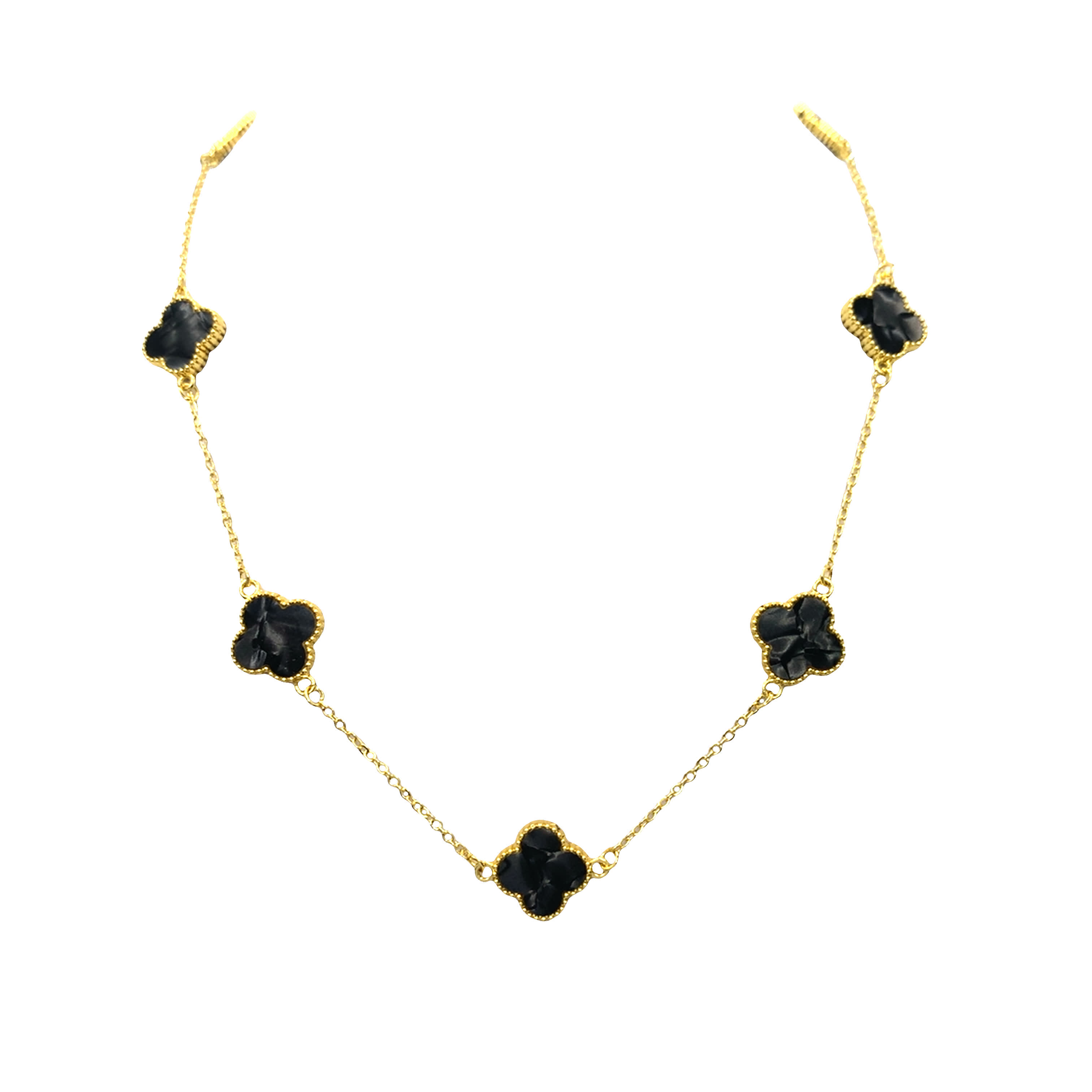 Artisanal Carved Onyx Cabochon Charm Necklace in Yellow Gold