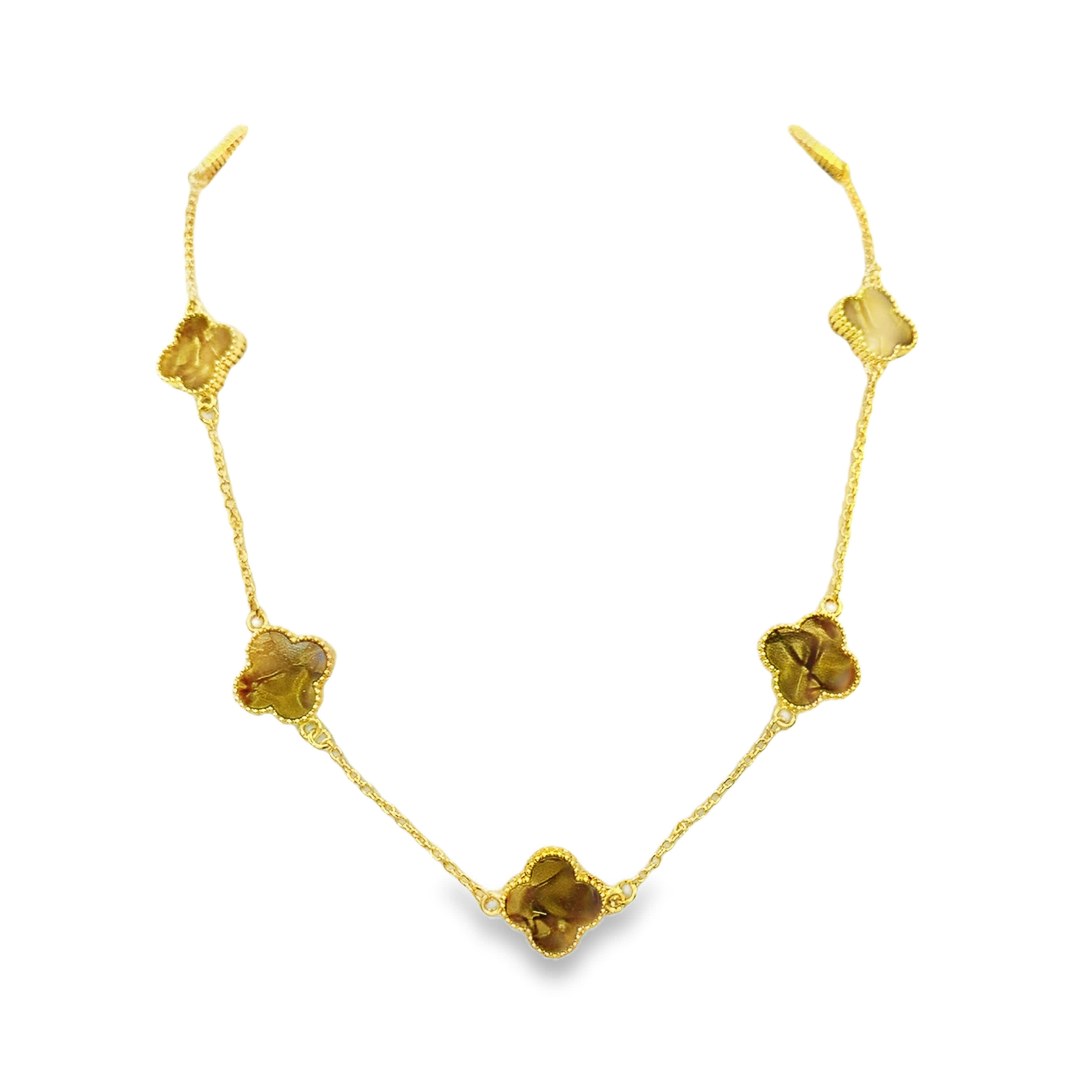 Polished Black Onyx Cabochon Charm Necklace in Yellow Gold