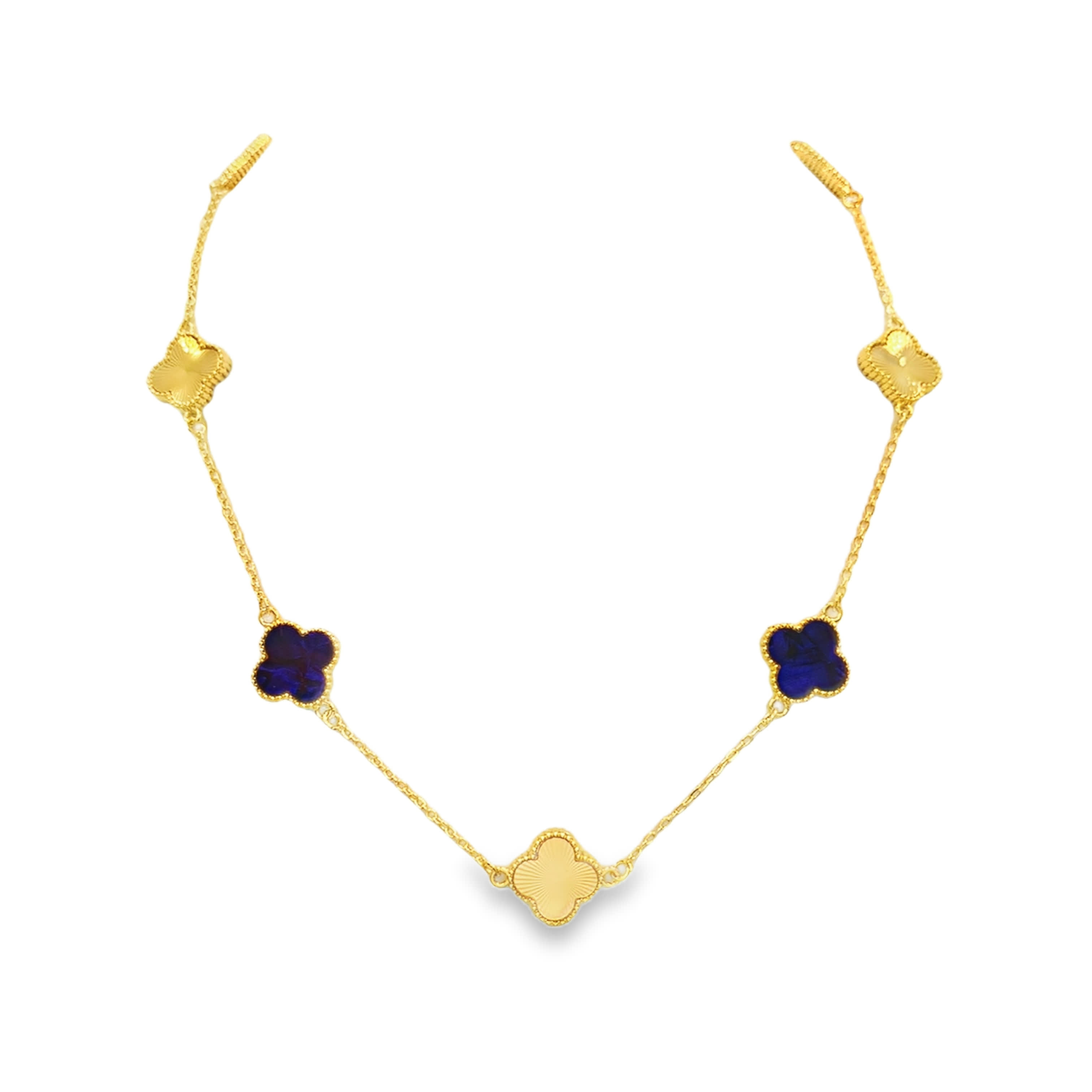 Natural Lapis Lazuli Oval Cabochon Pendant Necklace in 18k Yellow Gold