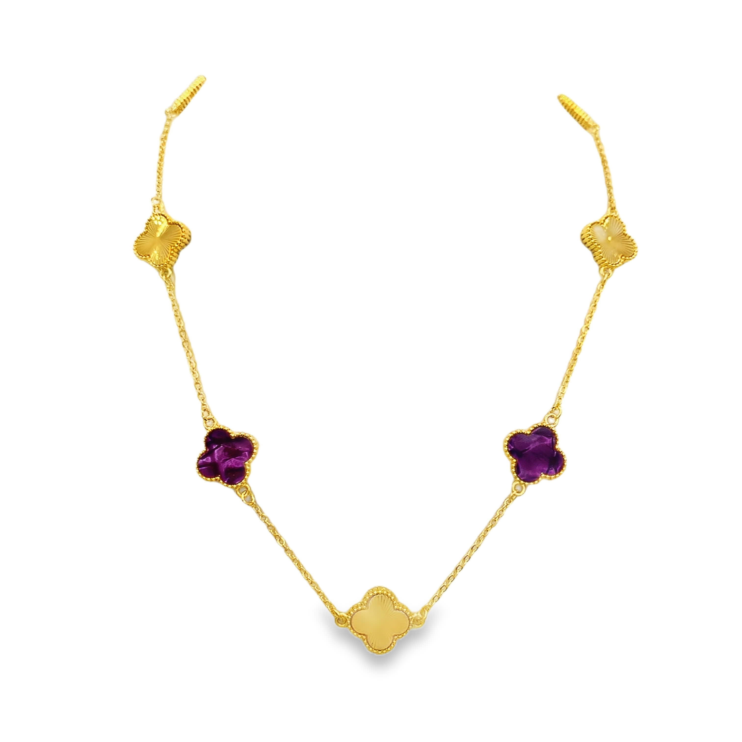Artisanal Carved Baroque Amethyst Charm Necklace in Yellow Gold