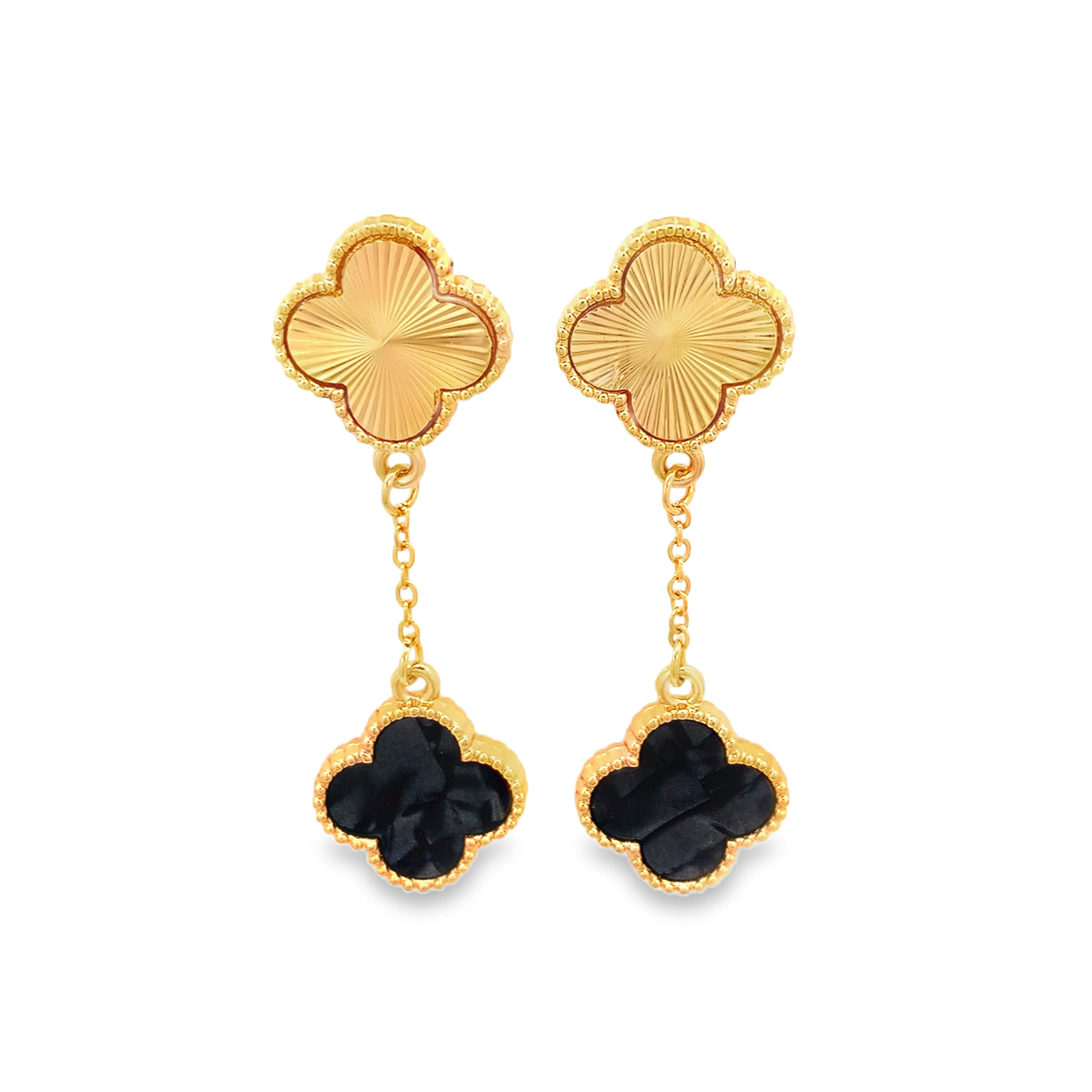 Artisanal Carved Baroque Onyx Drop Earrings in Polished Yellow Gold
