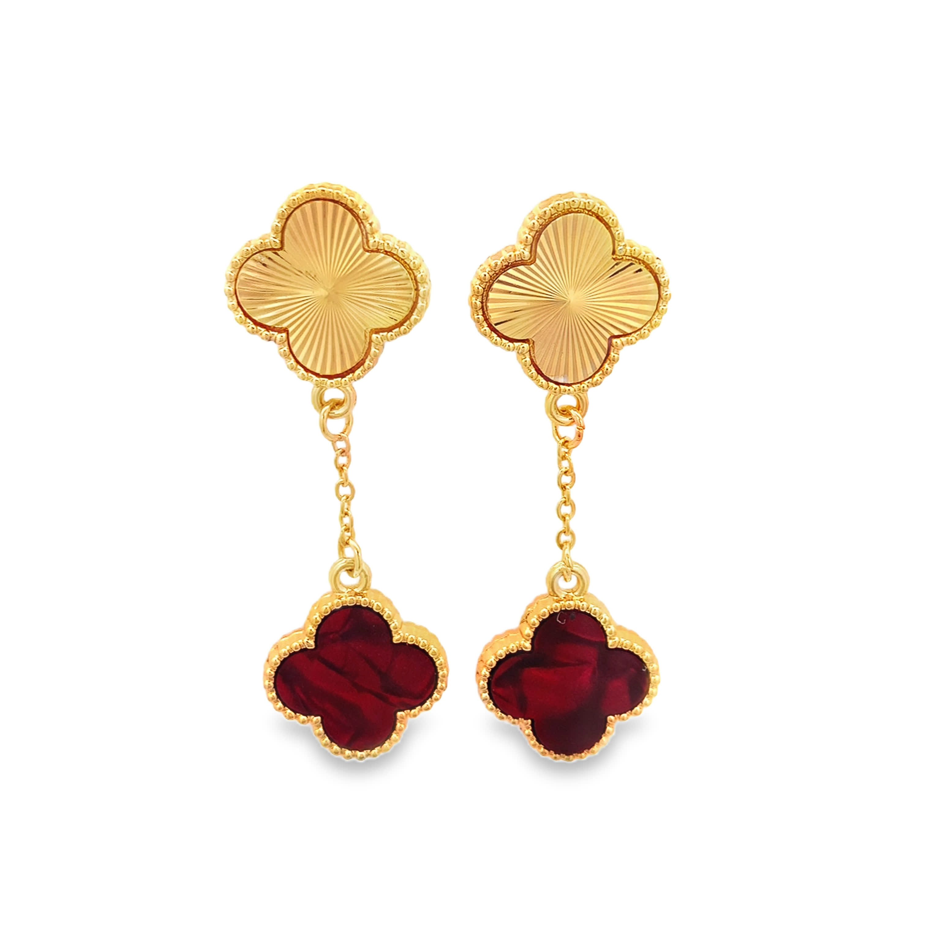 Artisanal Carved Red Agate Baroque Drop Earrings in Yellow Gold