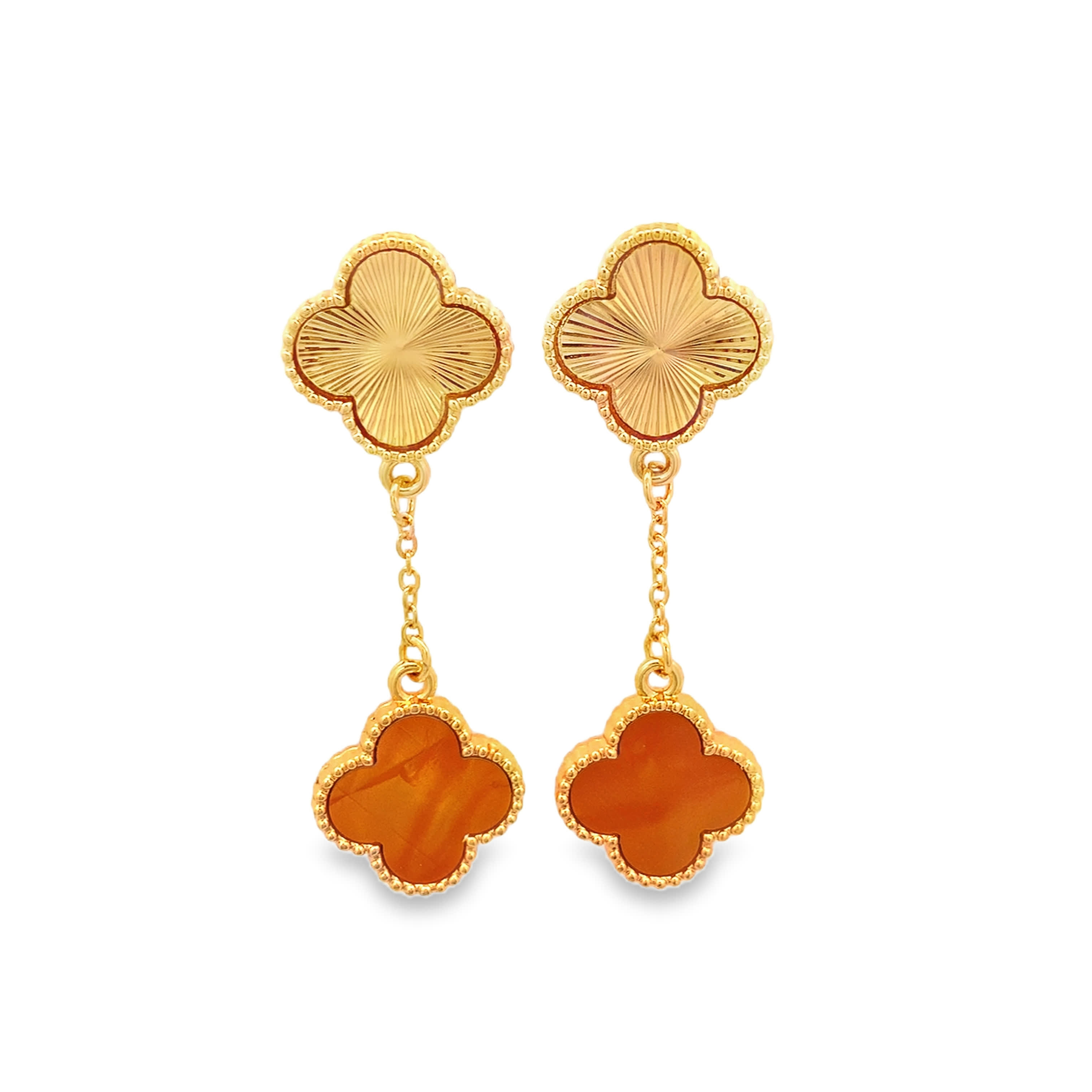 Elegant Yellow Gold Baroque Cabochon Agate Drop Earrings