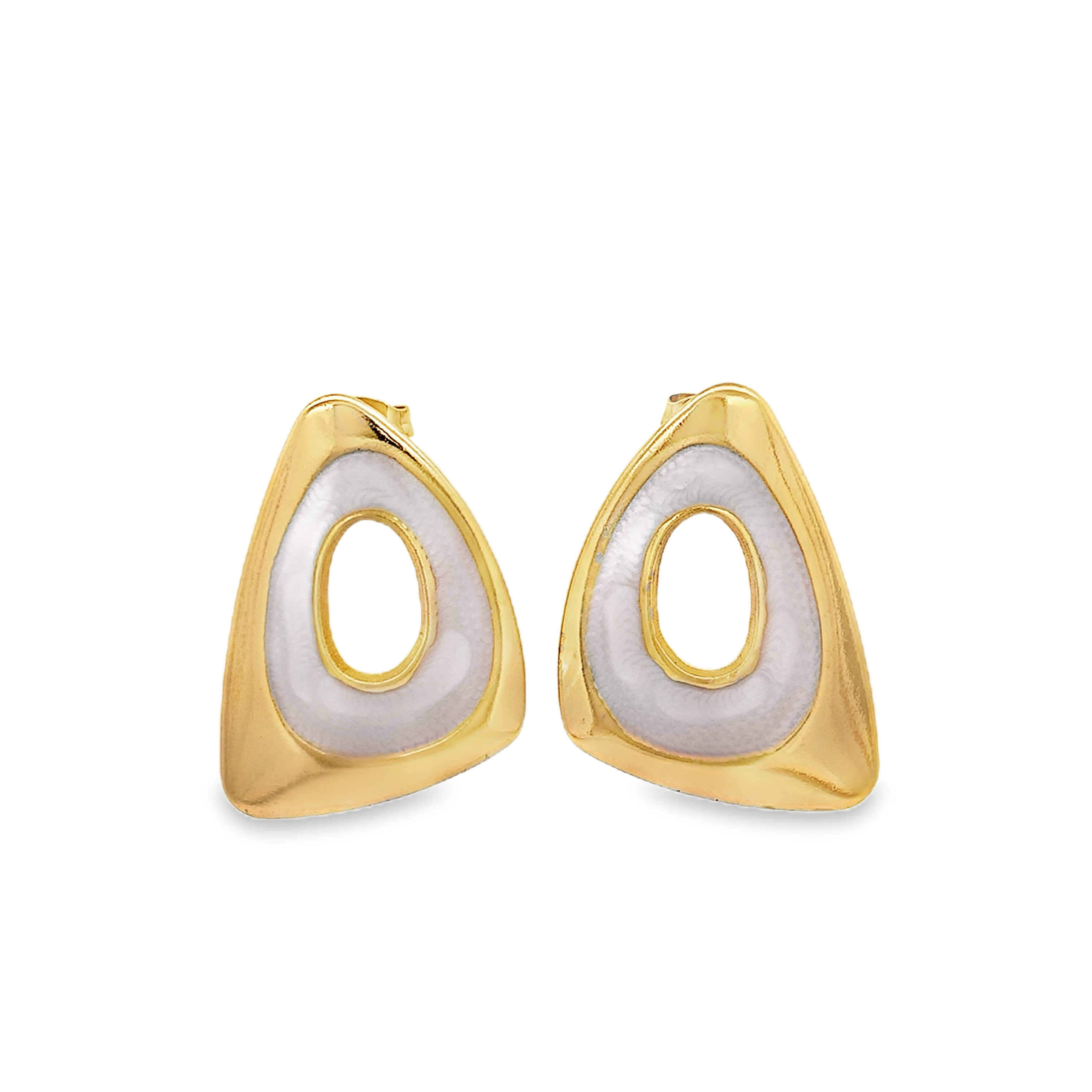 Minimalist High Polish Yellow Gold Open Circle Stud Earrings