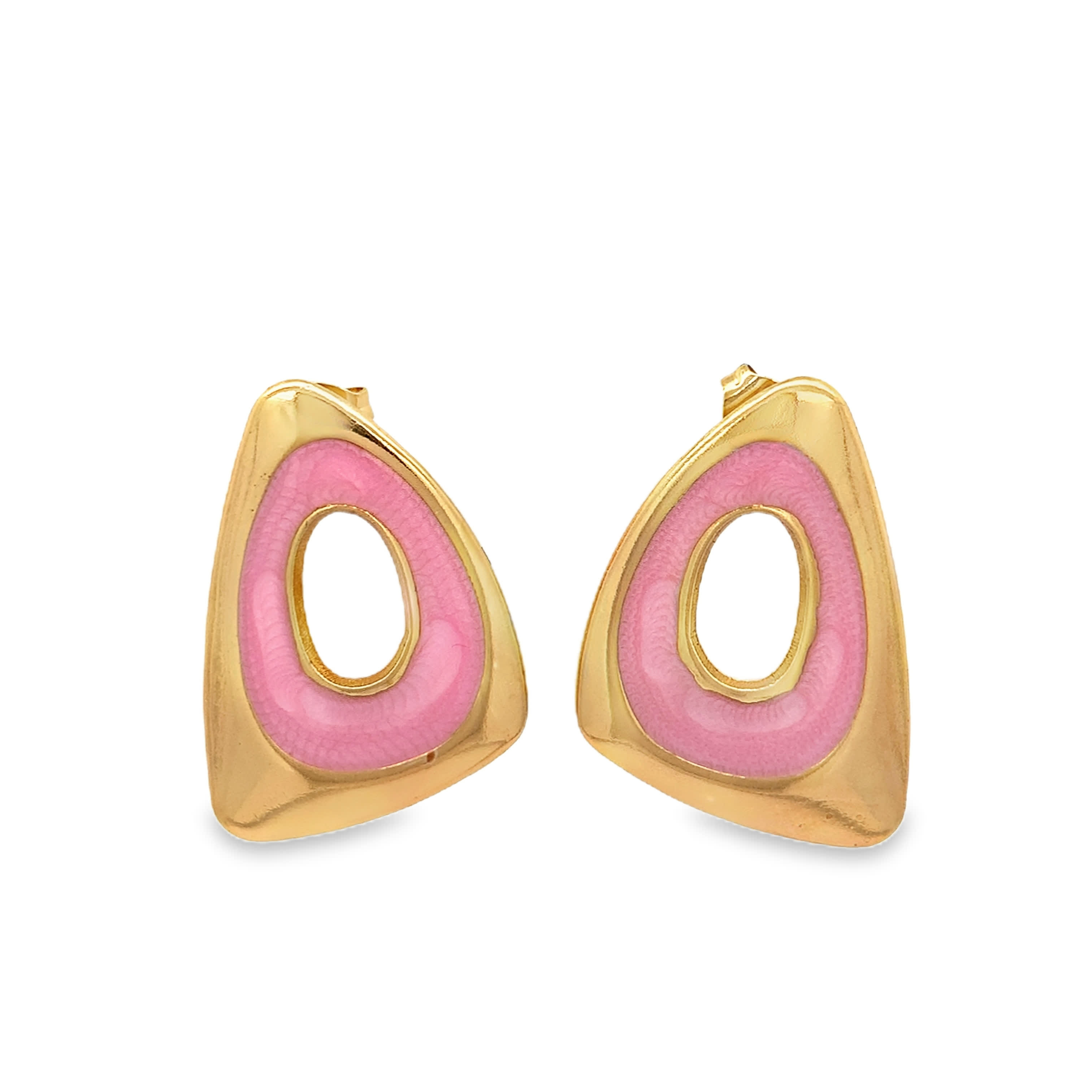 Classic Yellow Gold Floral Open-Work Stud Earrings