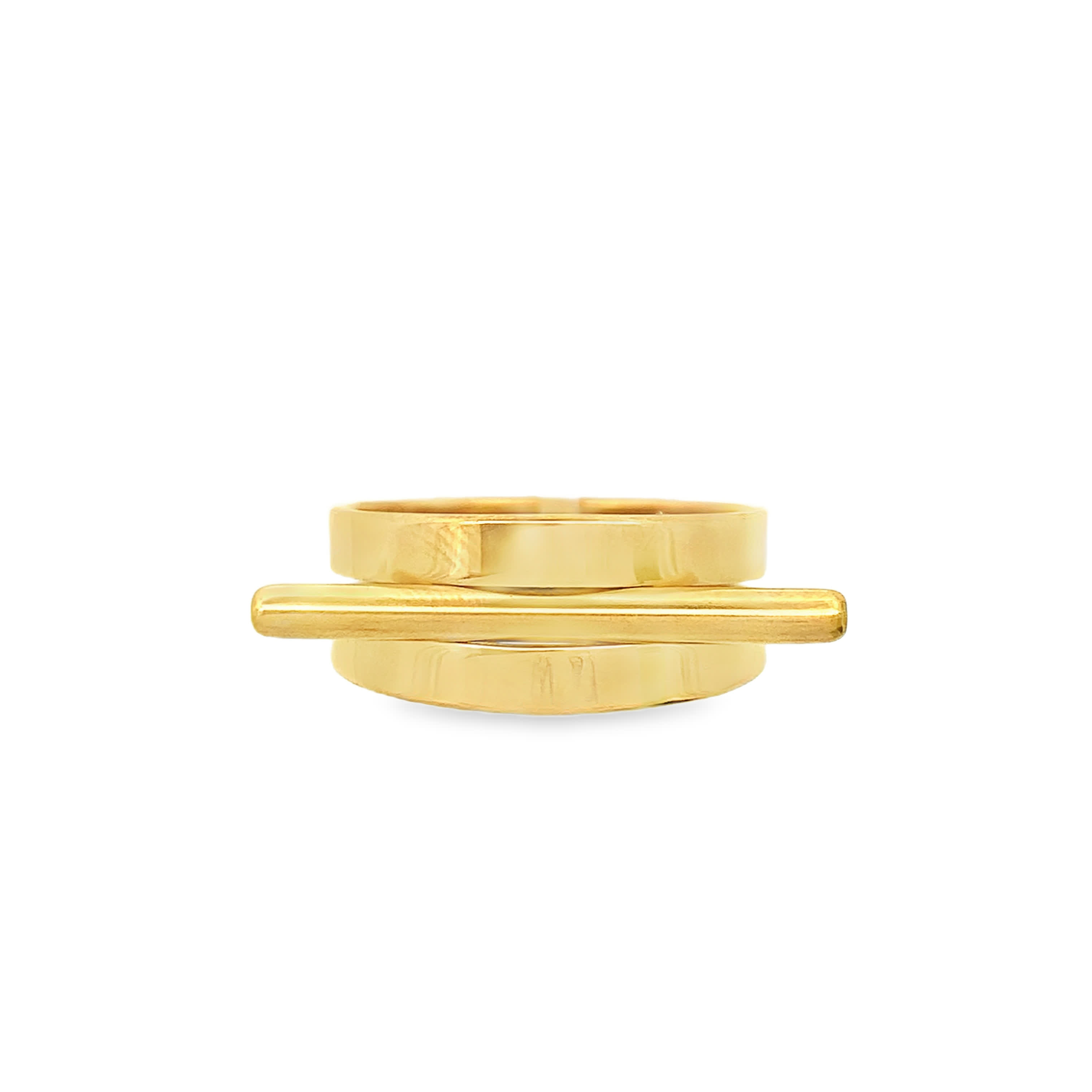 Minimalist Yellow Gold Geometric Bar Band Ring