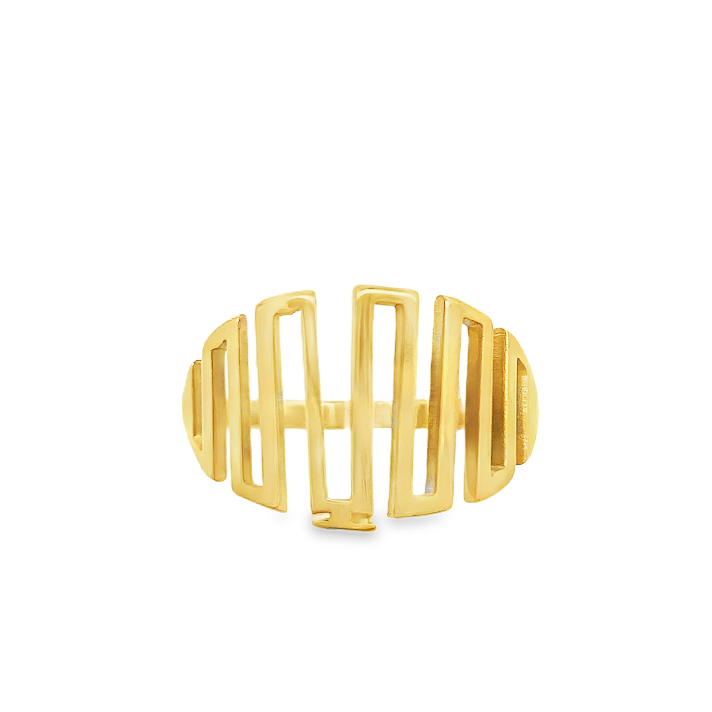 Yellow Gold Geometric Openwork Greek Key Signet Ring