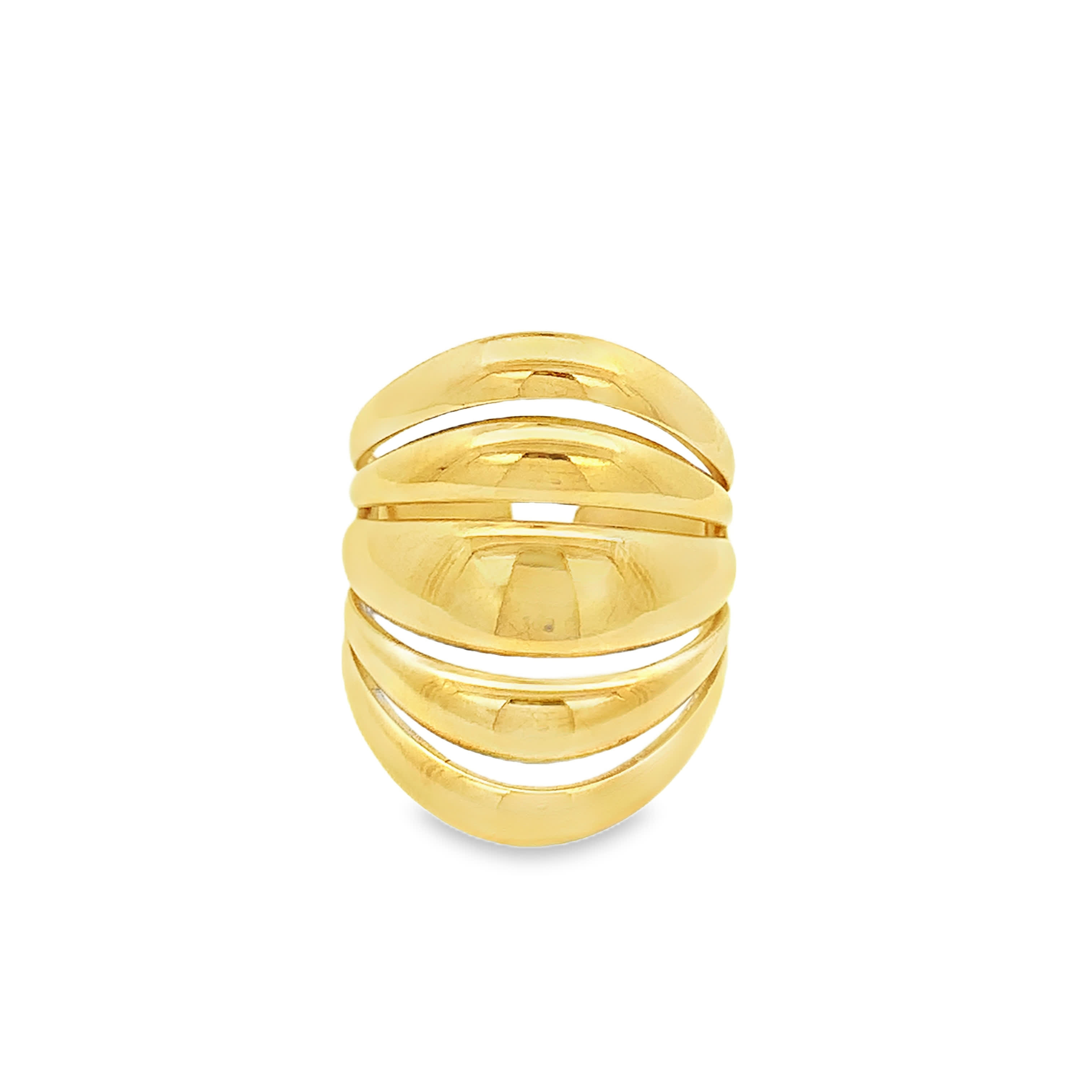 Architectural Yellow Gold Multi-Band Dome Ring