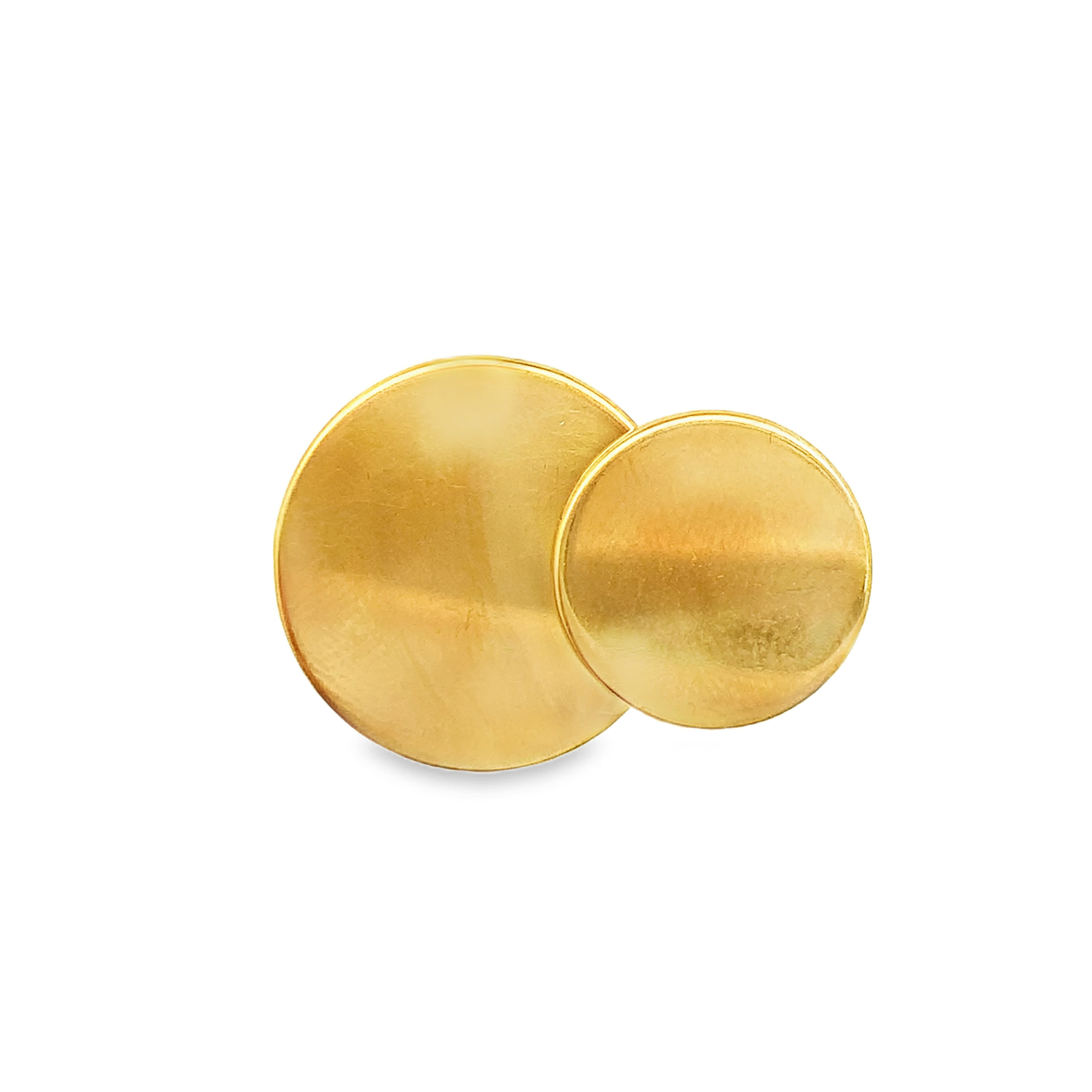 Yellow Gold Geometric Double Disk Signet Ring