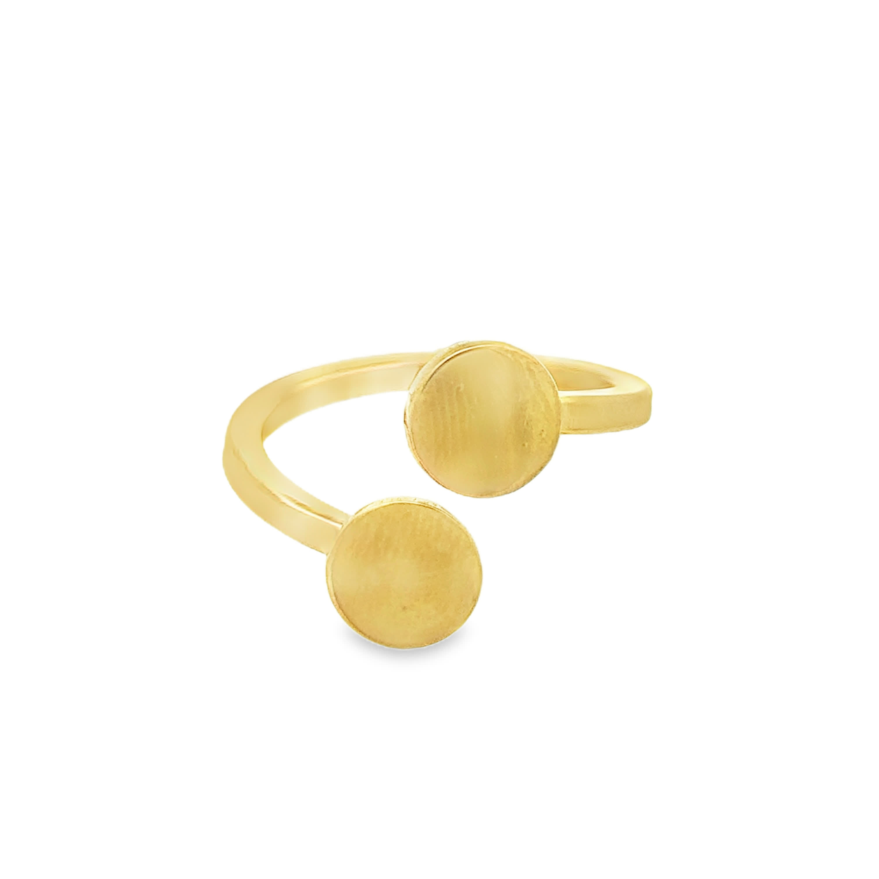 Minimalist Yellow Gold Open Bypass Disc Ring