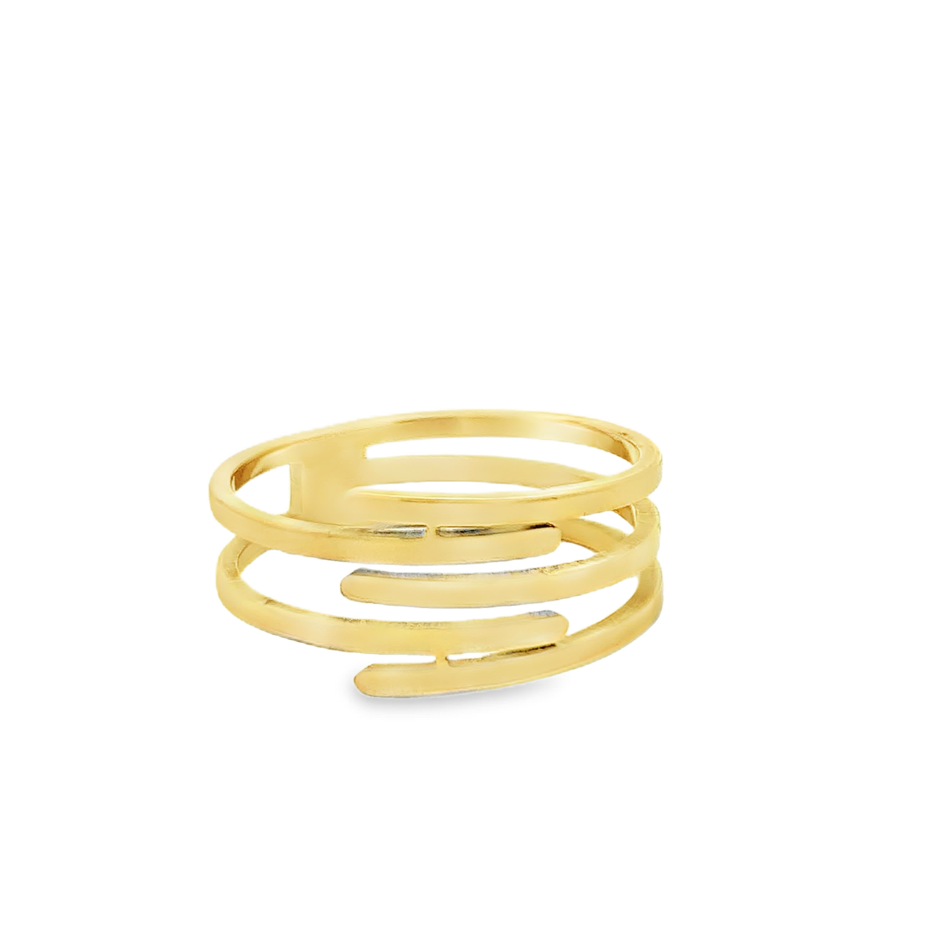 Modern Multi-Row Yellow Gold Layered Band Ring