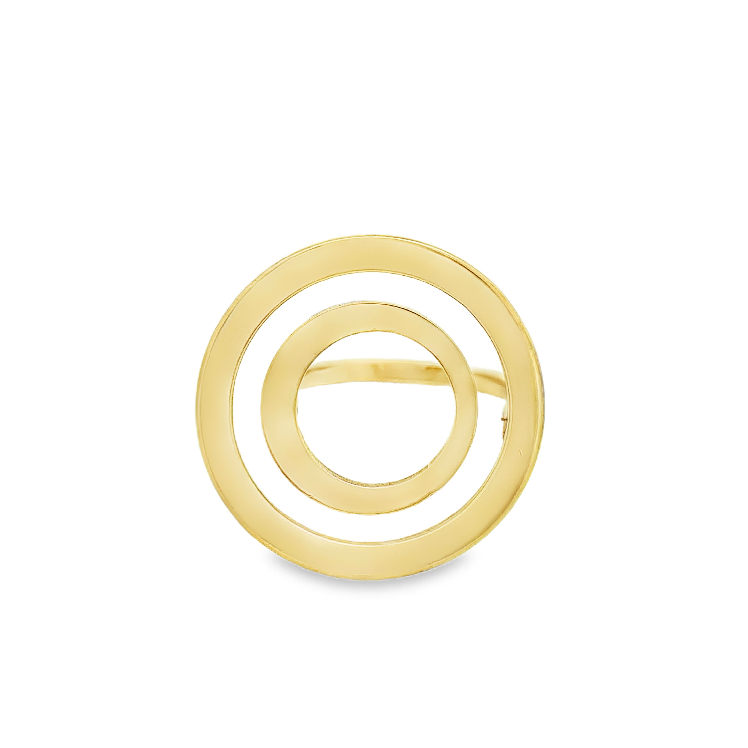Contemporary Yellow Gold Concentric Circle Geometric Cocktail Ring