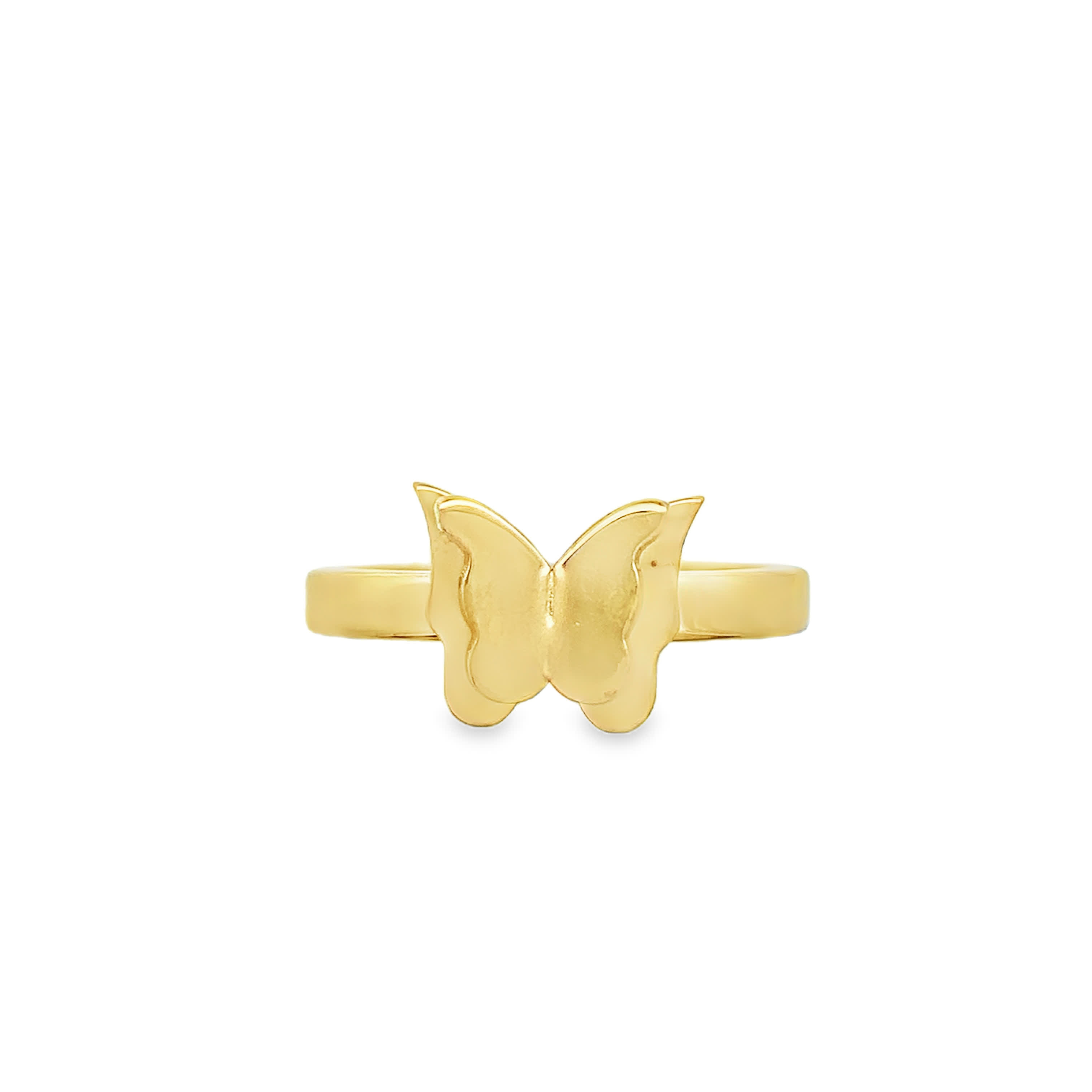 Minimalist Yellow Gold Butterfly Motif Butterfly Band Ring