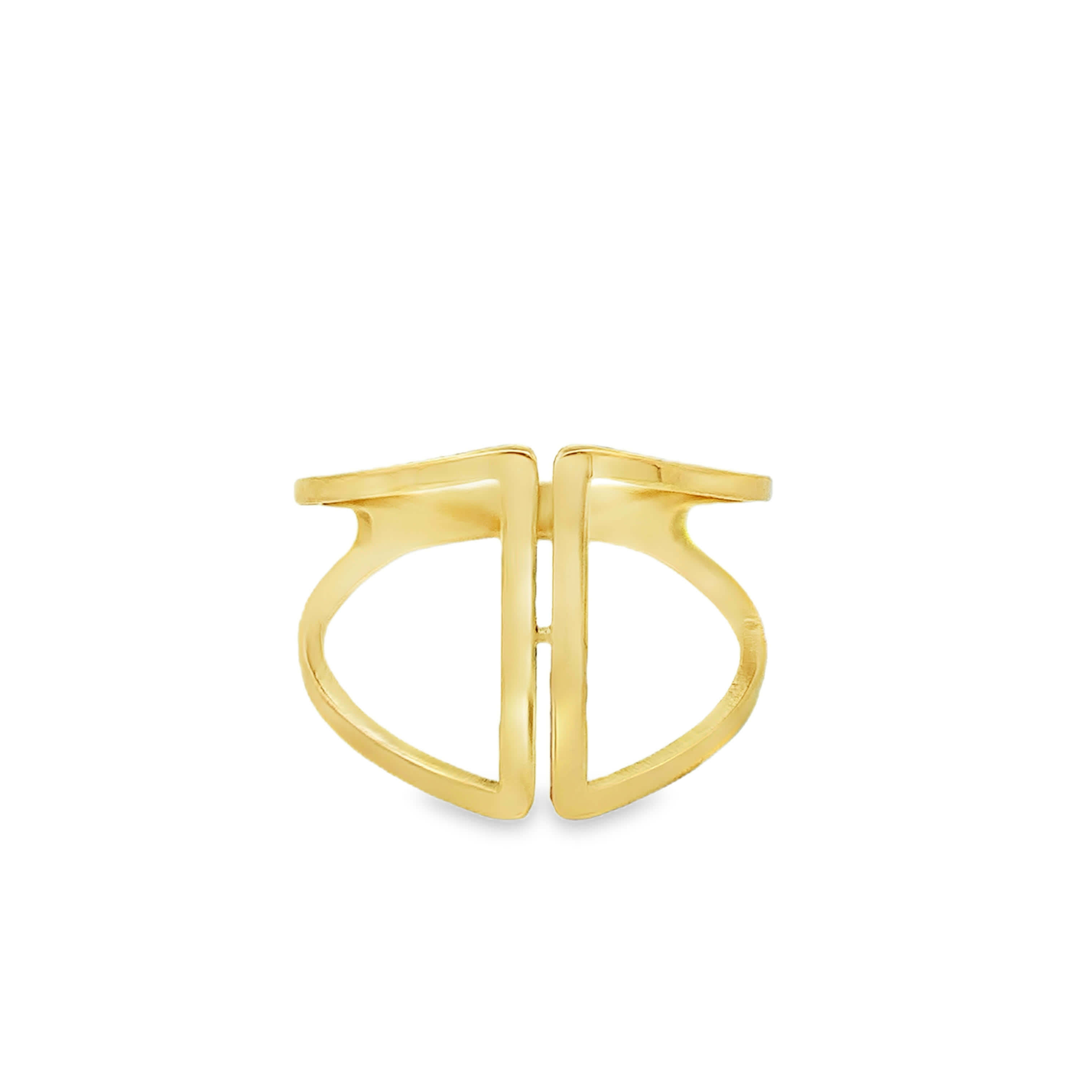 Minimalist Open-Work Yellow Gold Geometric Band Ring