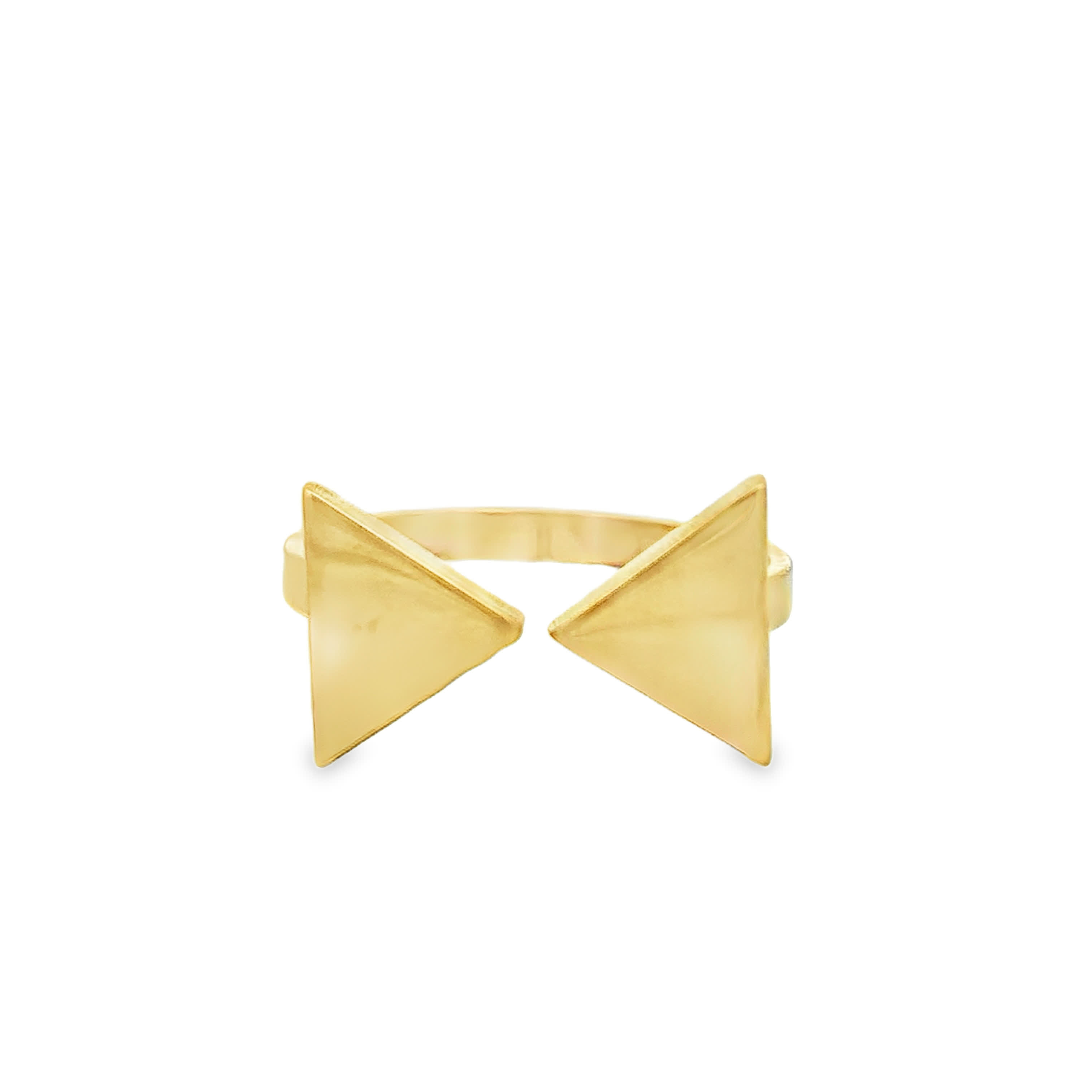 Modern Geometric Double Triangle Yellow Gold Band Ring
