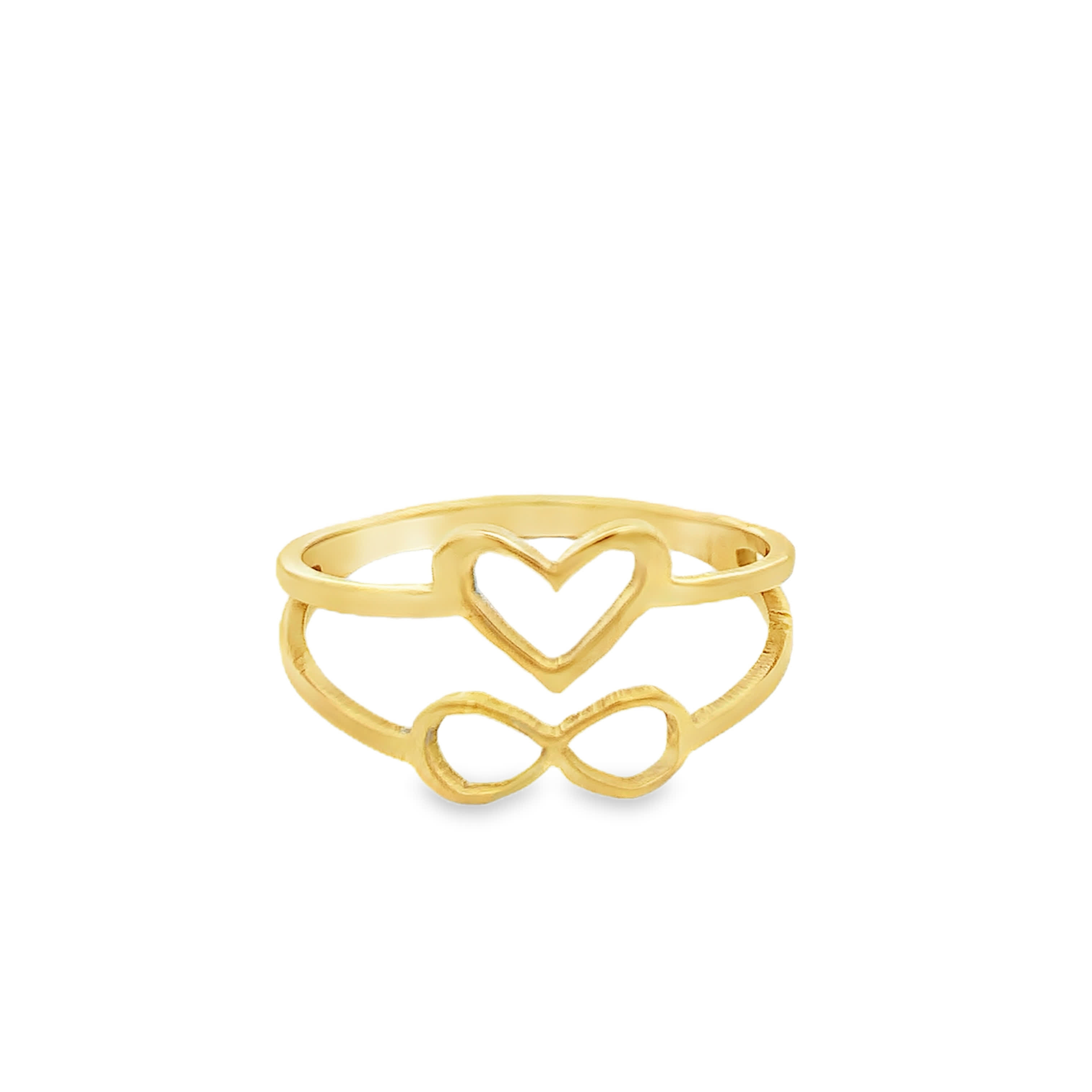 Yellow Gold Heart and Infinity Symbol Openwork Band Ring