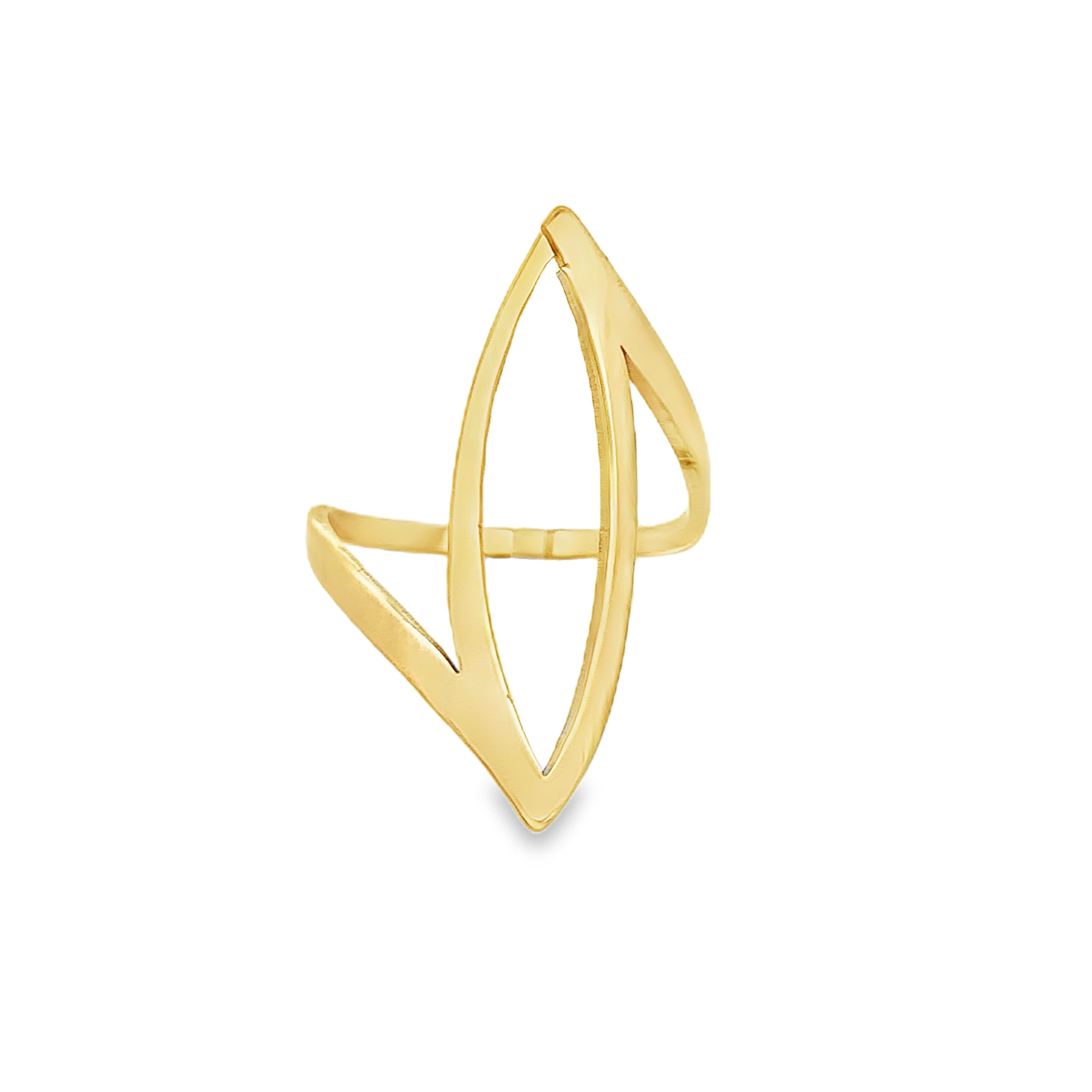 Modernist Yellow Gold Geometric Openwork Statement Ring