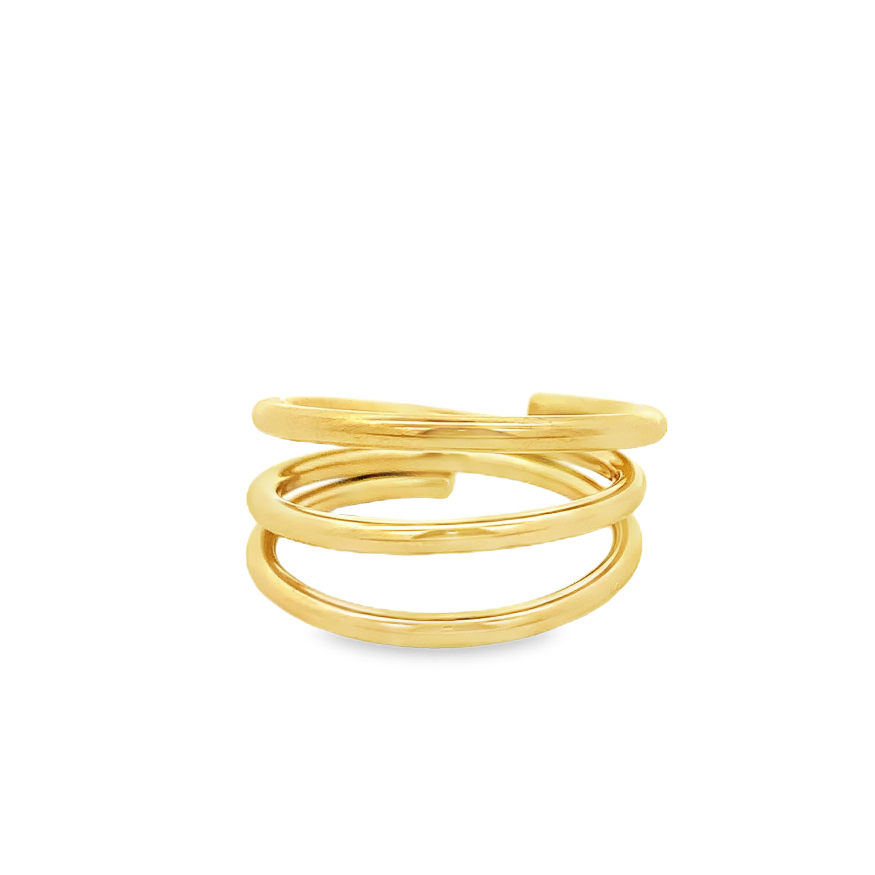 Three-Coil Spiral Wrap Ring in Yellow Gold