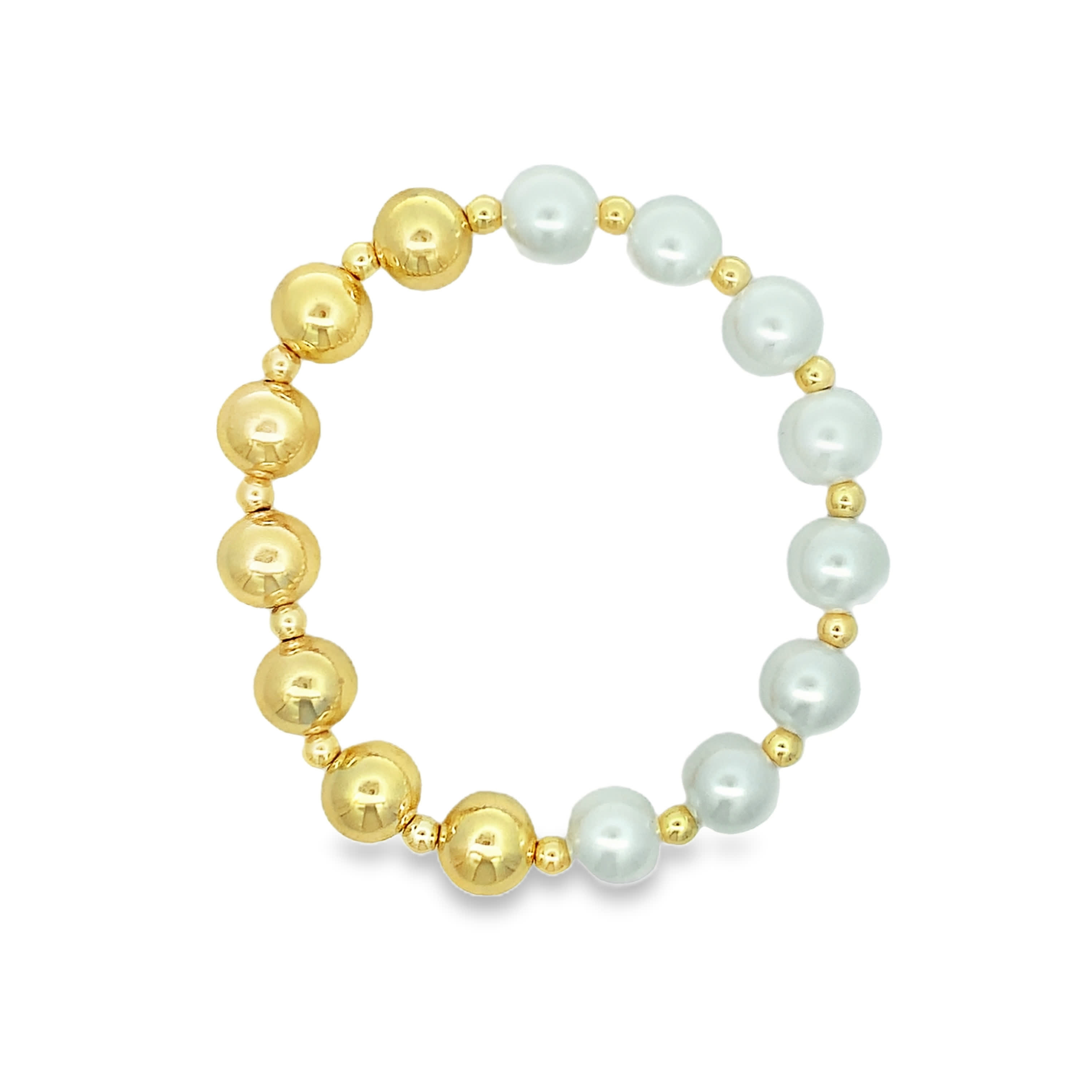 Yellow Gold and Pearl Half-and-Half Beaded Bracelet