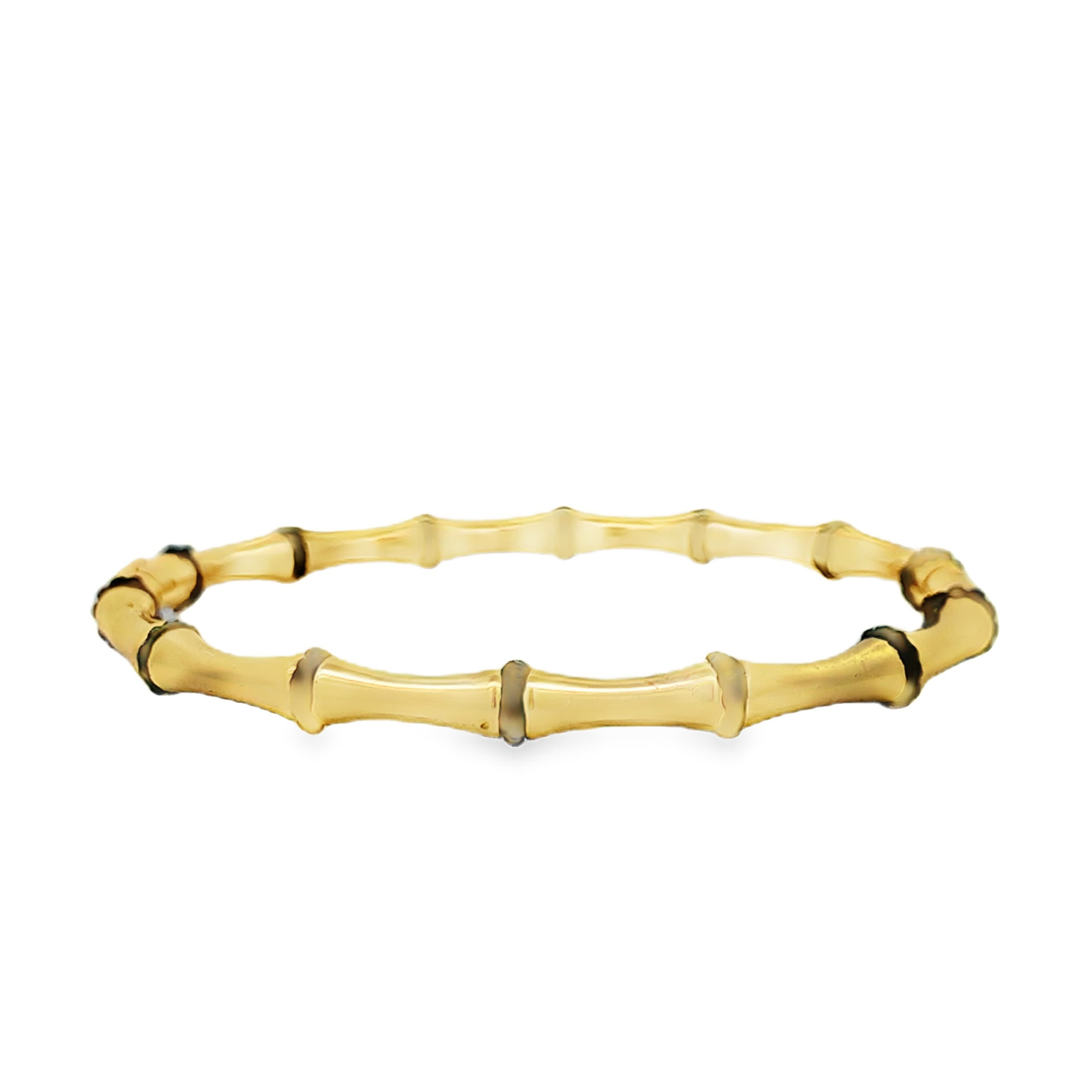 Pozłacana bransoletka bangle w stylu bambusa z ciemnym kamieniem