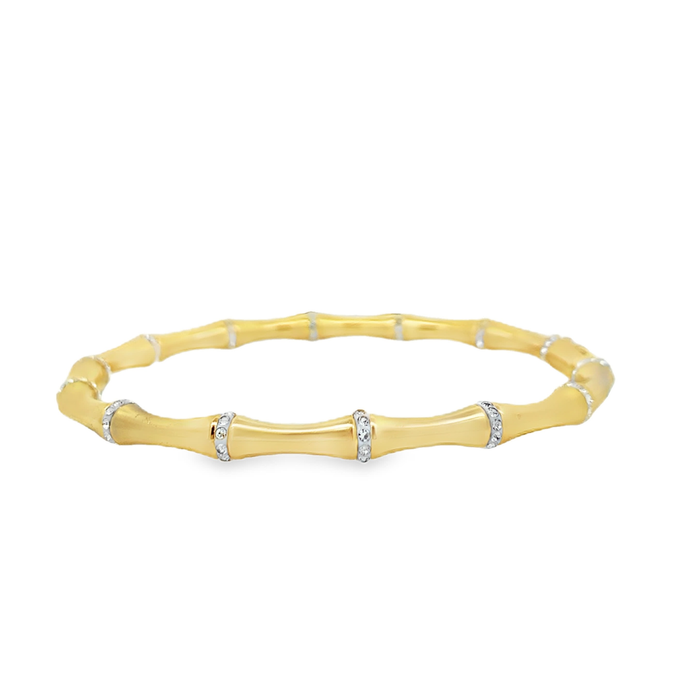 Pozłacana bransoletka bangle w stylu bambusa z akcentami z kamienia